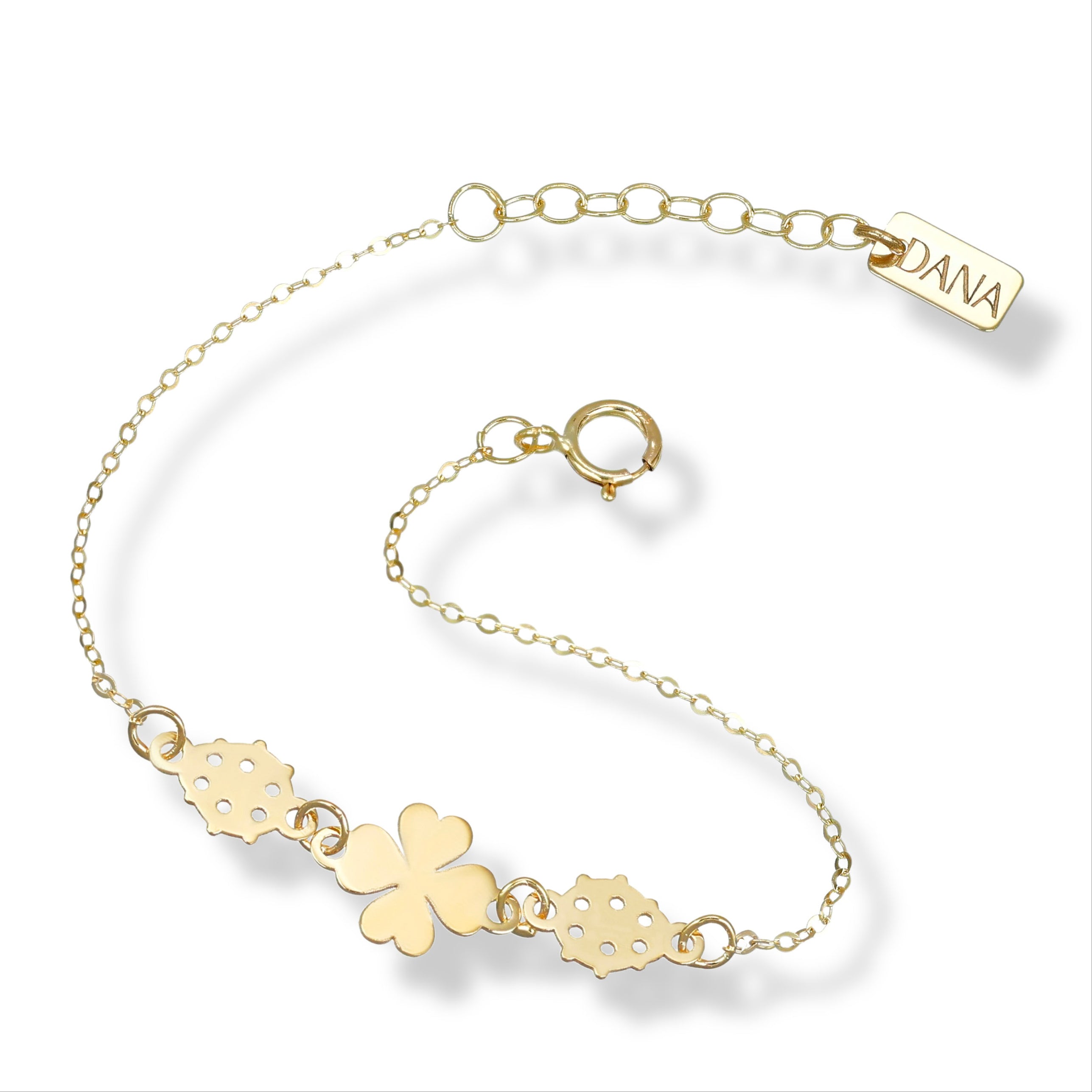 Bracciale Baby con quadrifoglio e coccinelle
