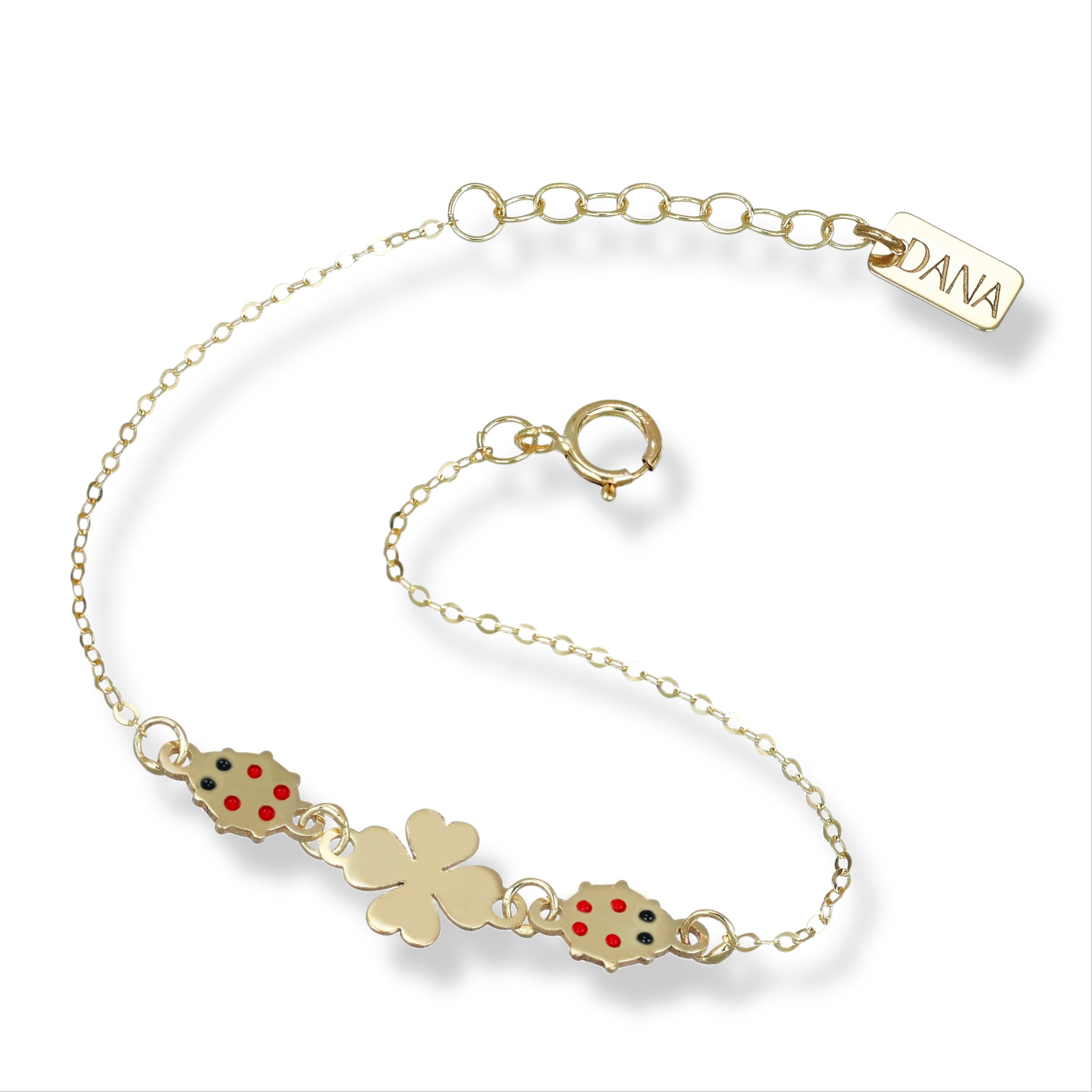 Bracciale Baby con quadrifoglio e coccinelle