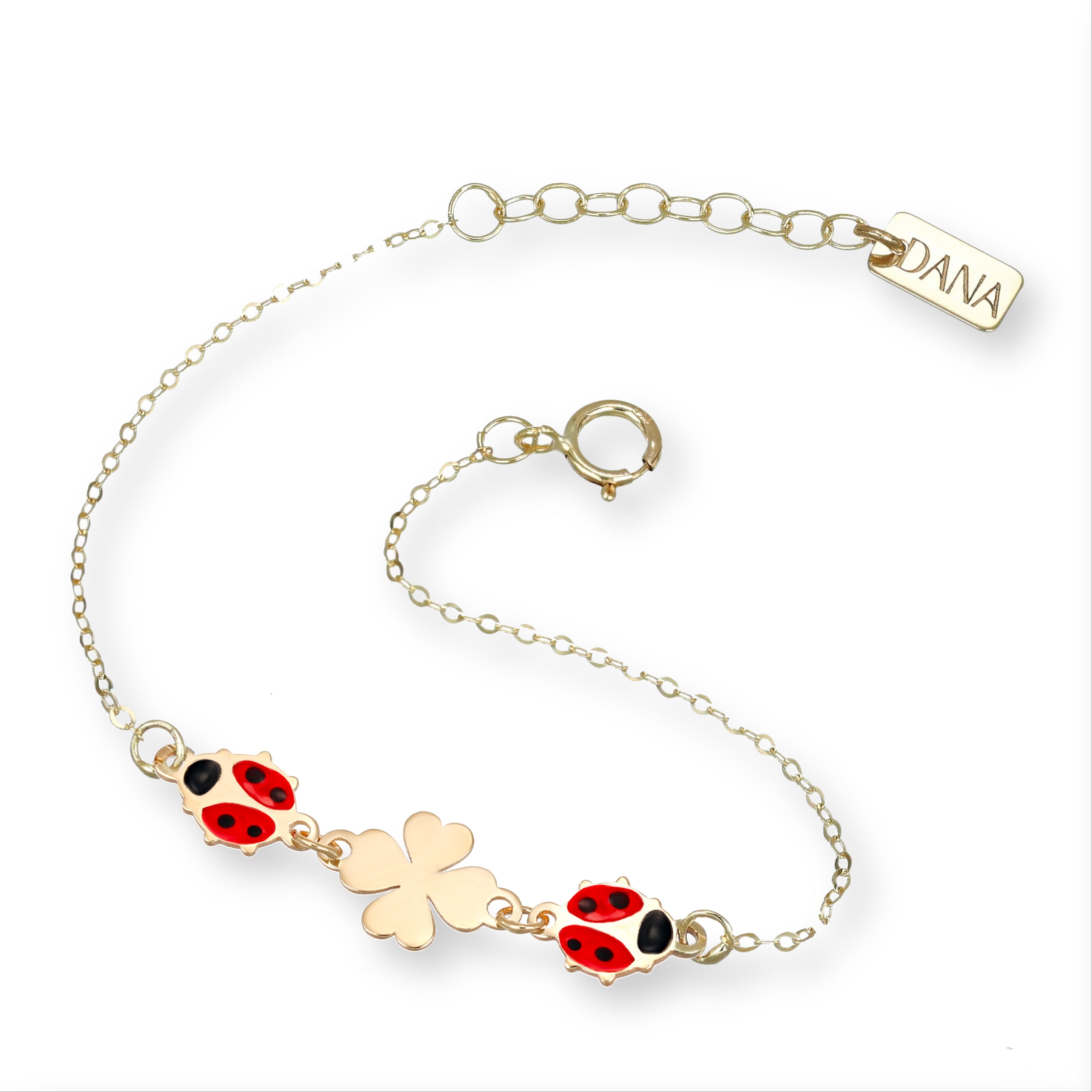 Bracciale Baby con quadrifoglio e coccinelle