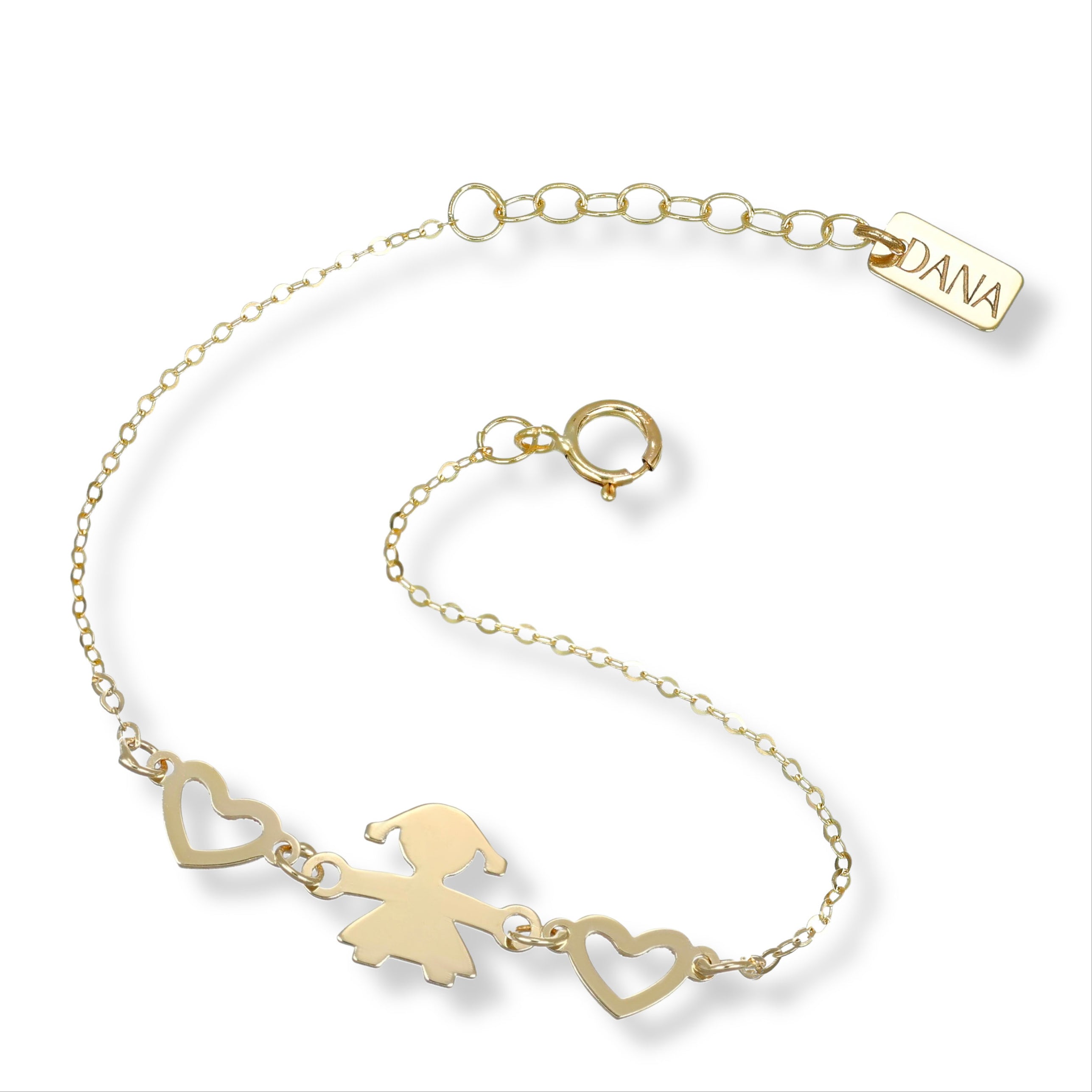 Bracciale Baby con bebè femmina e cuori