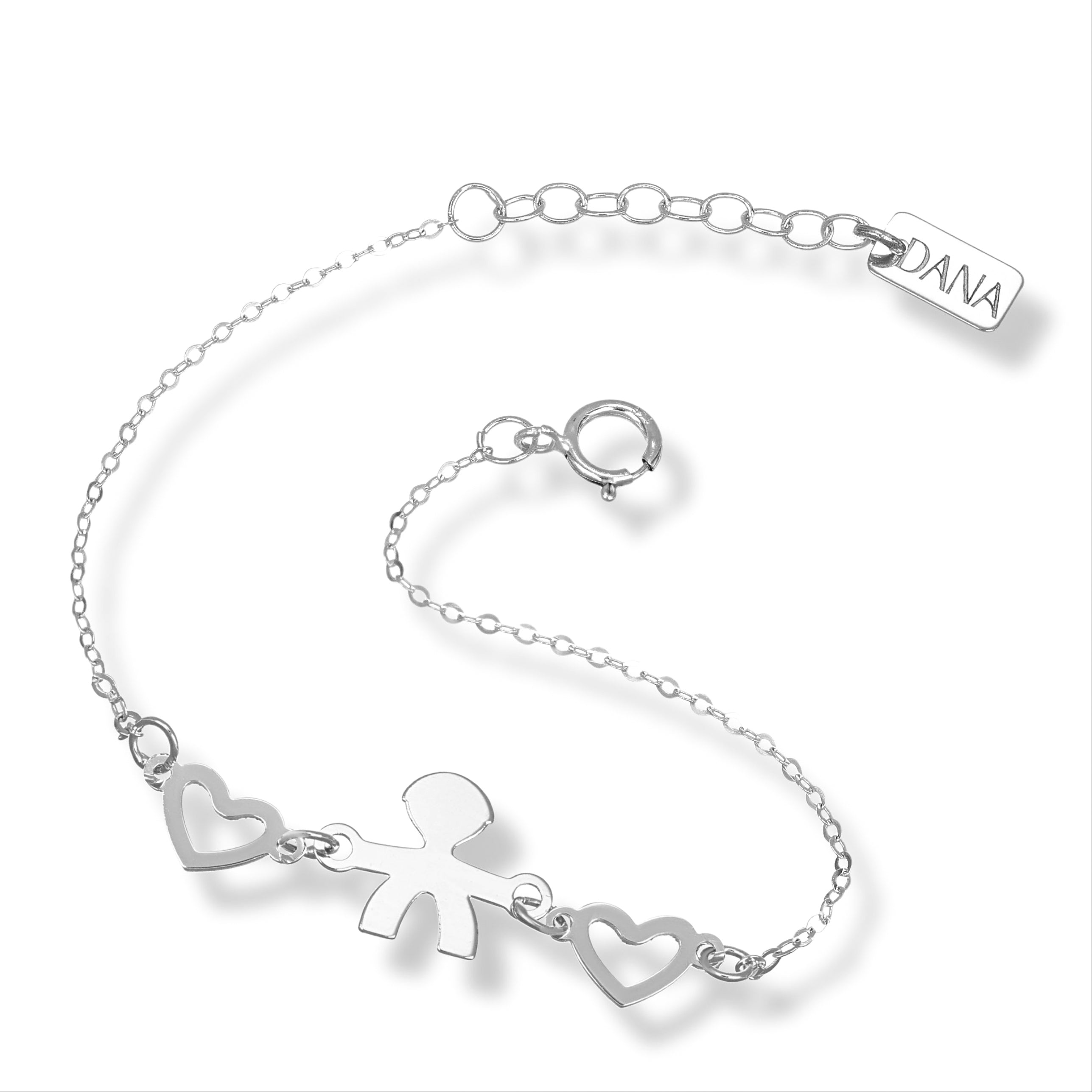 Bracciale Baby con sagoma bimbo e cuori