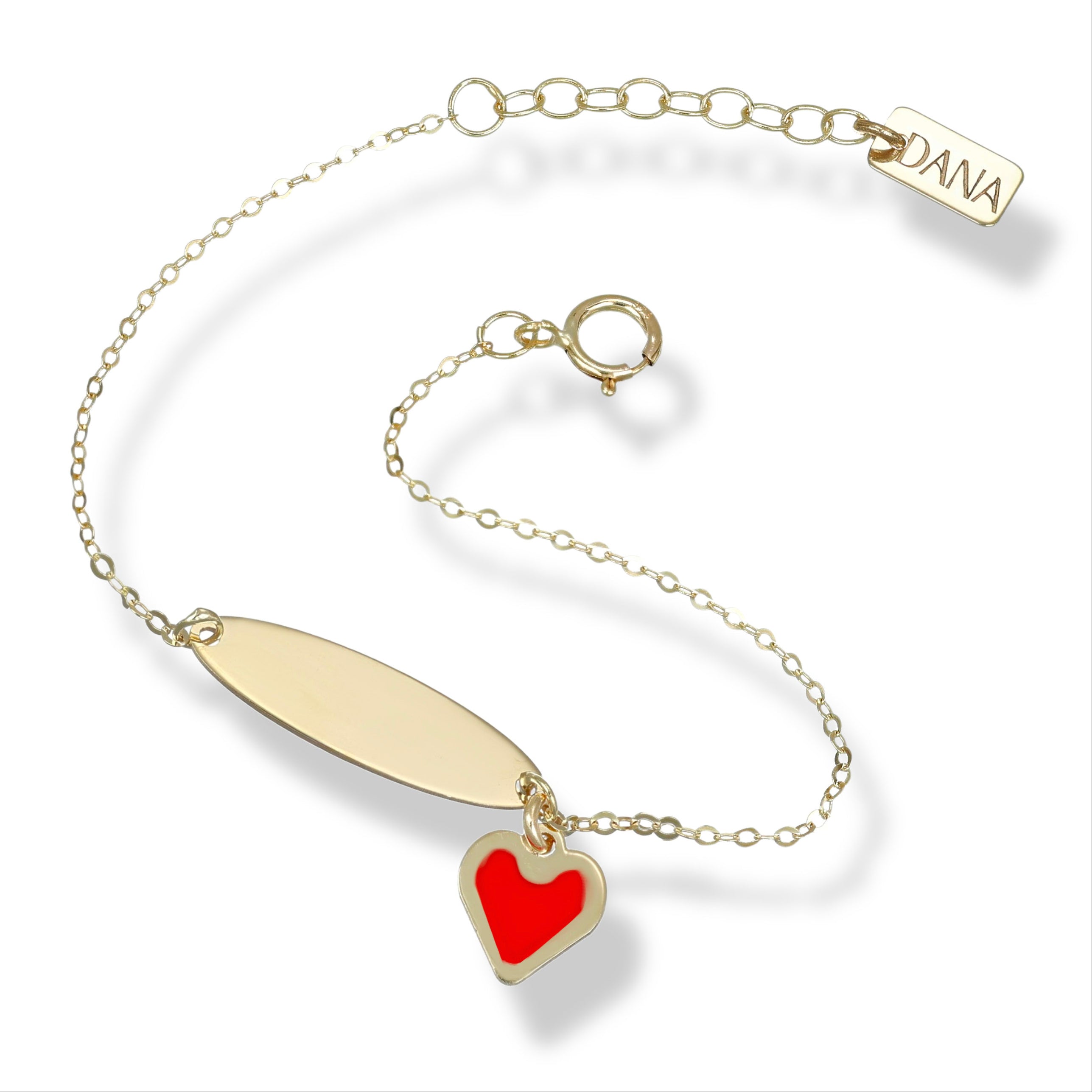 Bracciale Baby con targa e cuore pendente