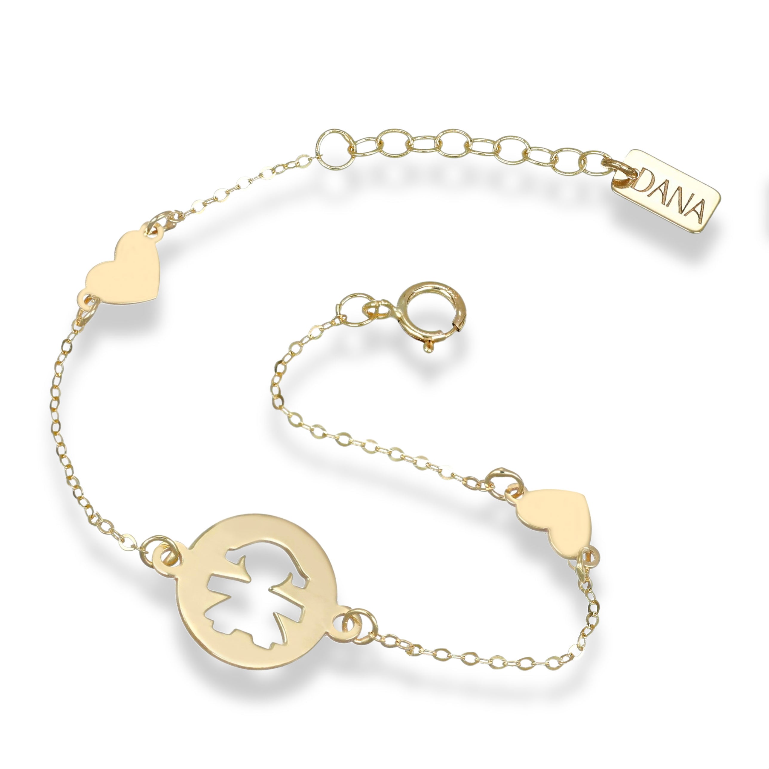 Bracciale Baby con bebè femmina e cuori
