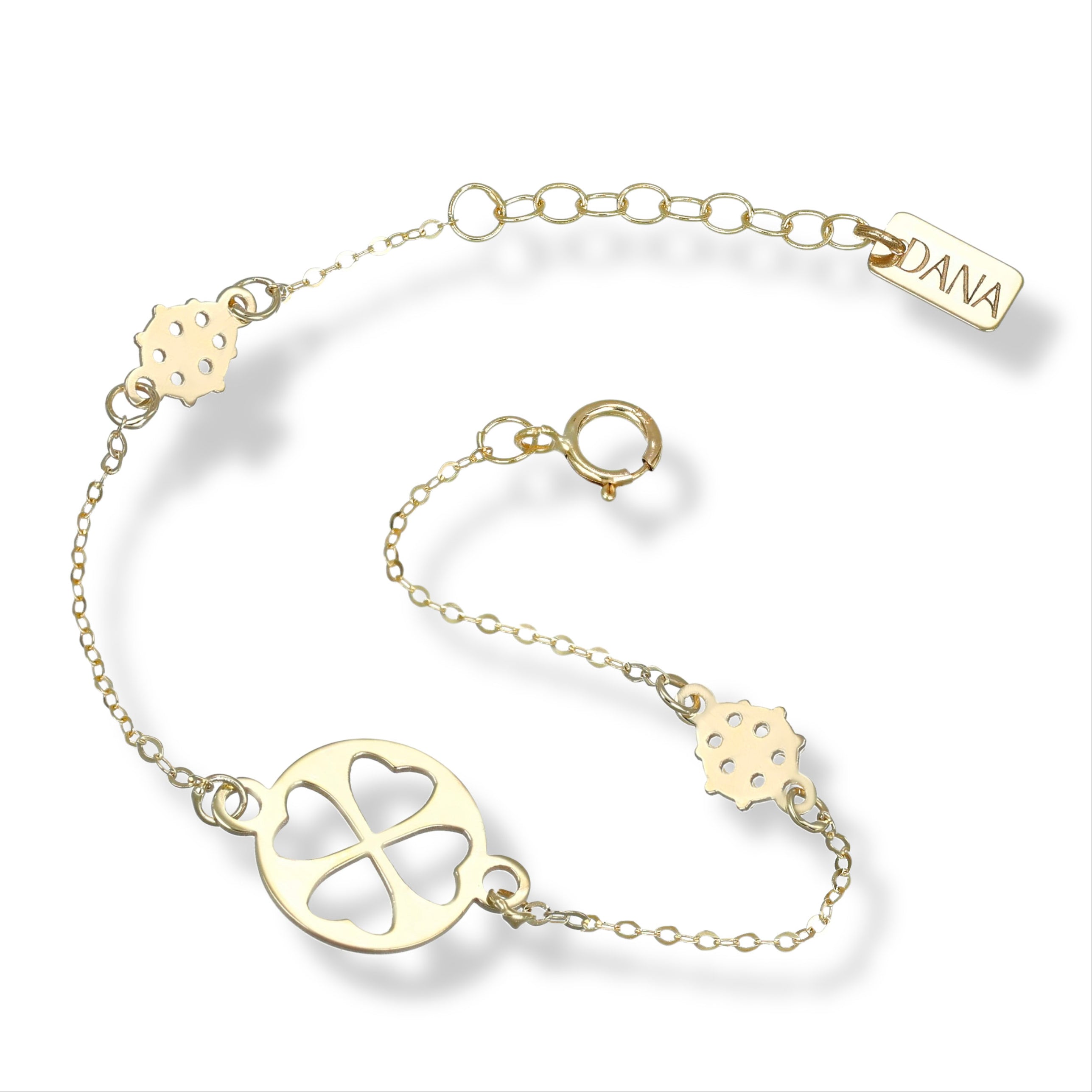 Bracciale Baby con quadrifoglio e coccinelle