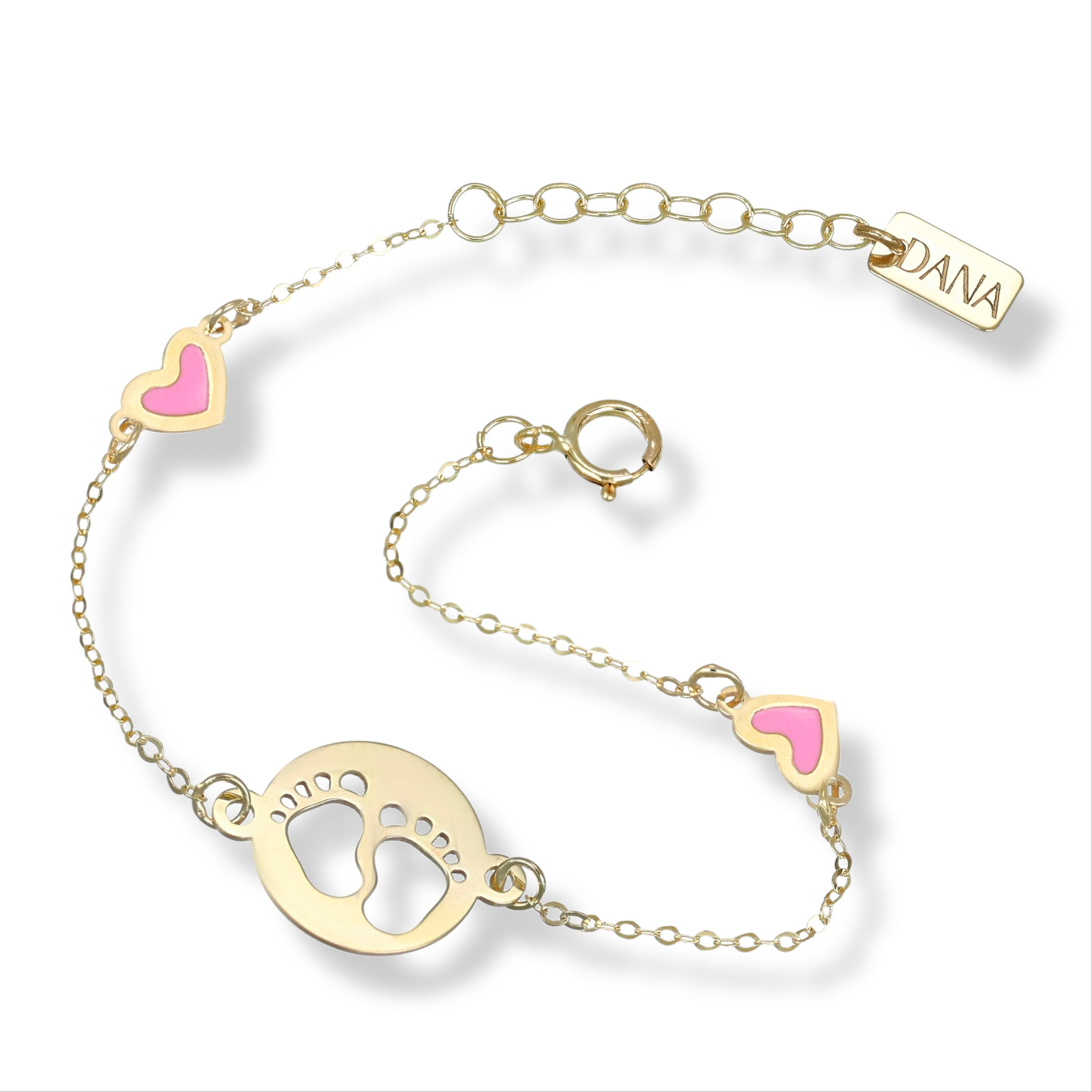 Bracciale Baby con piedini e cuori