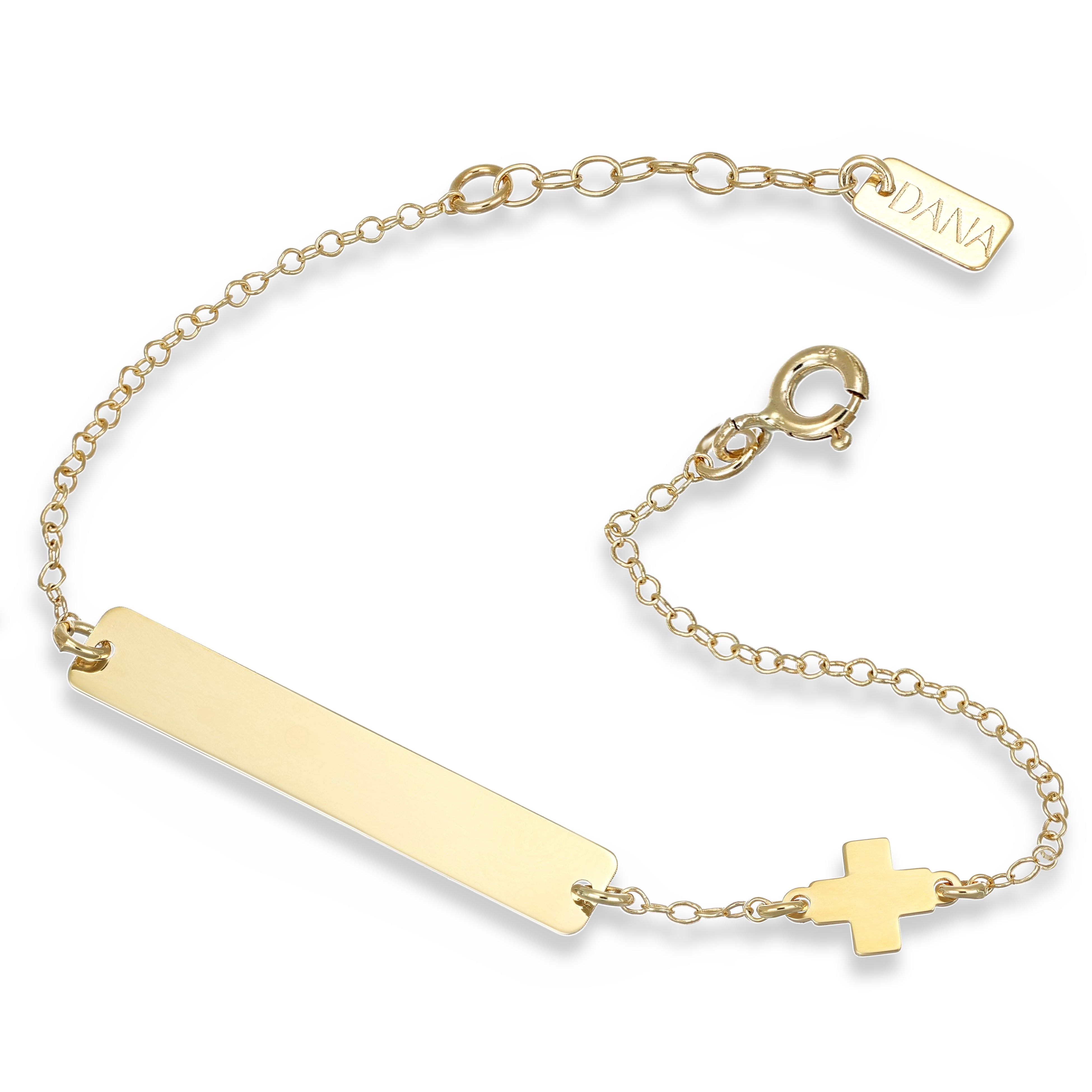 Bracciale Baby - Ellada Collection - con targa rettangolare e croce a lastra