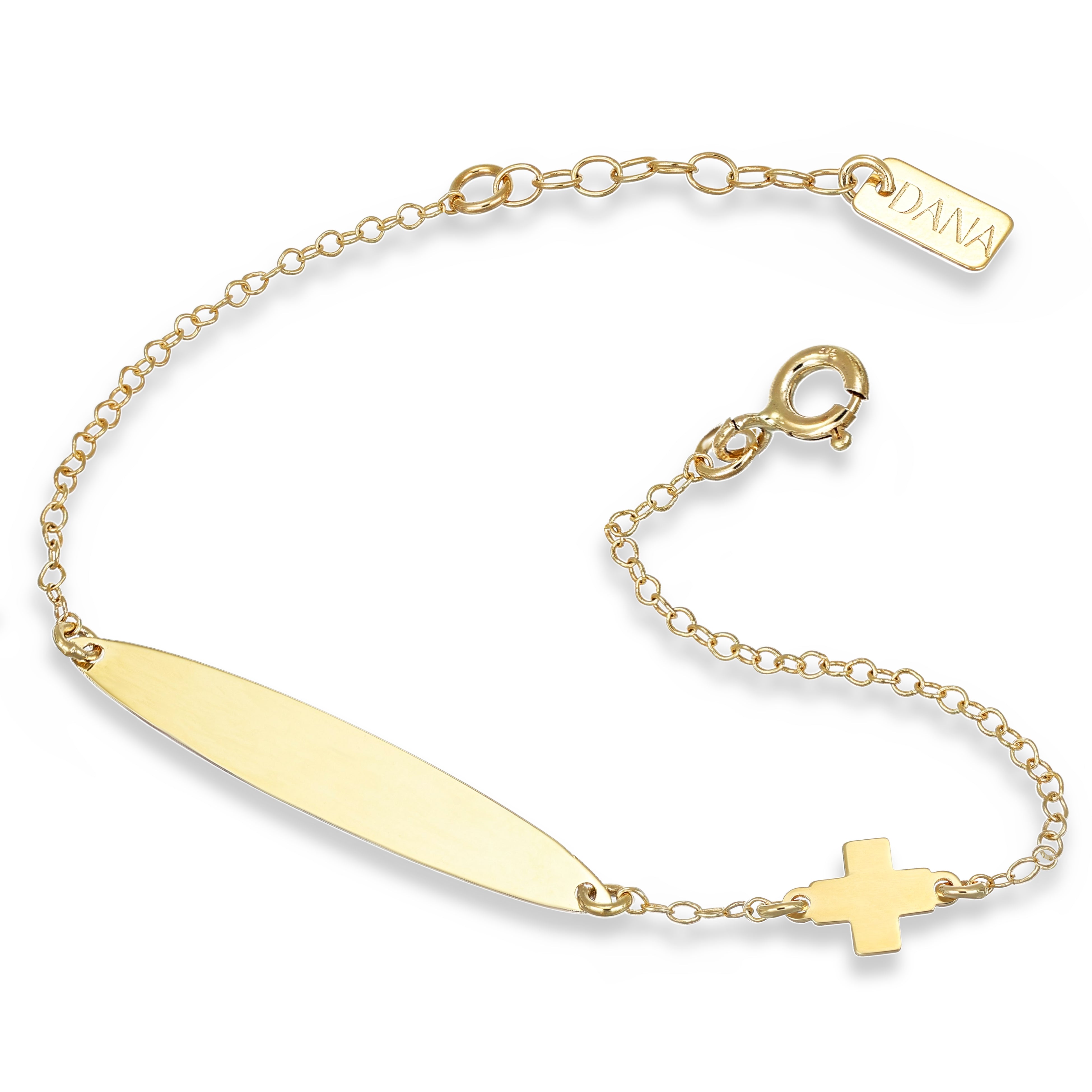 Bracciale Baby - Ellada Collection - con targa ovale e croce a lastra