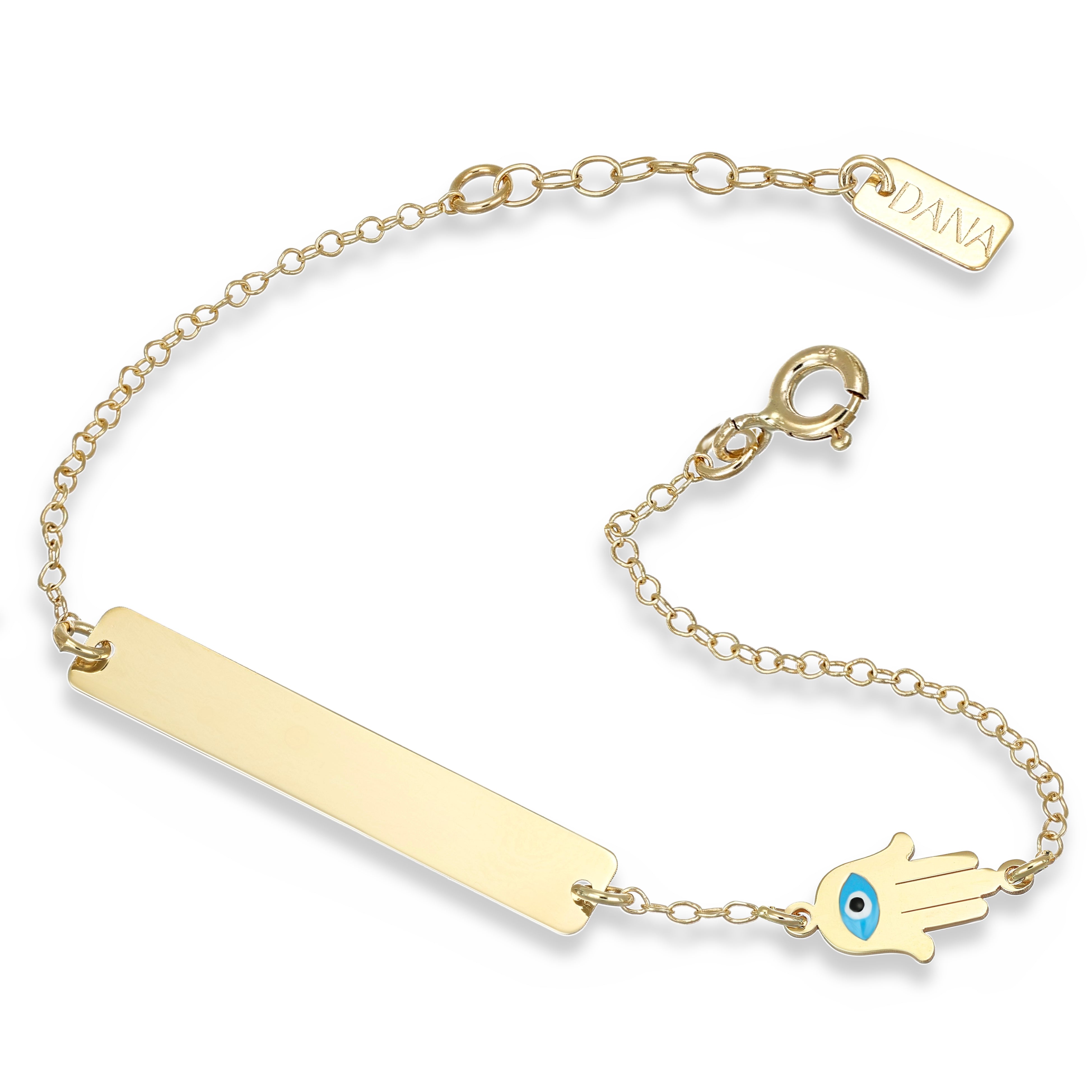 Bracciale Baby - Ellada Collection - con targa rettangolare e mano di Fatima