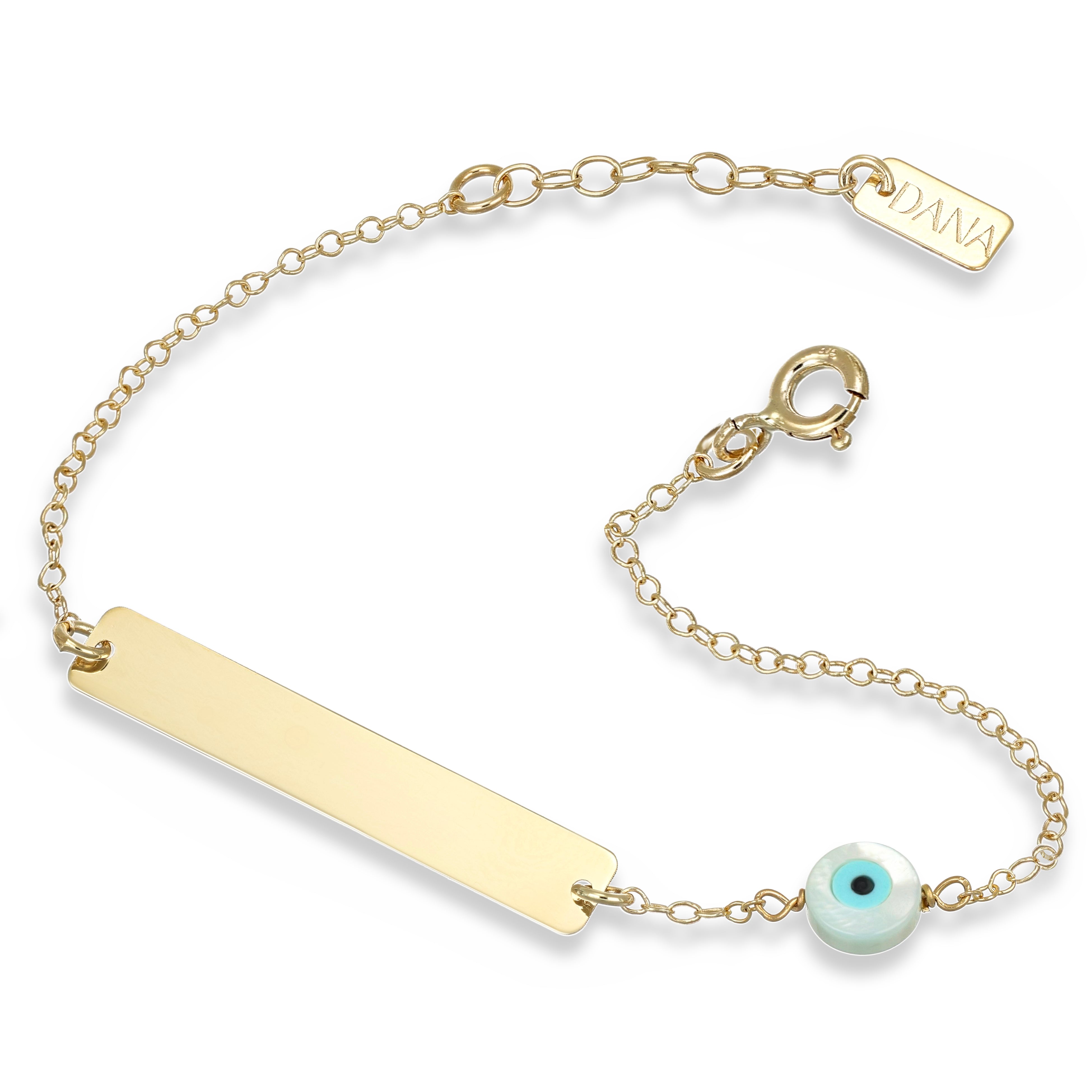Bracciale Baby - Ellada Collection - con targa rettangolare e occhio di Allah