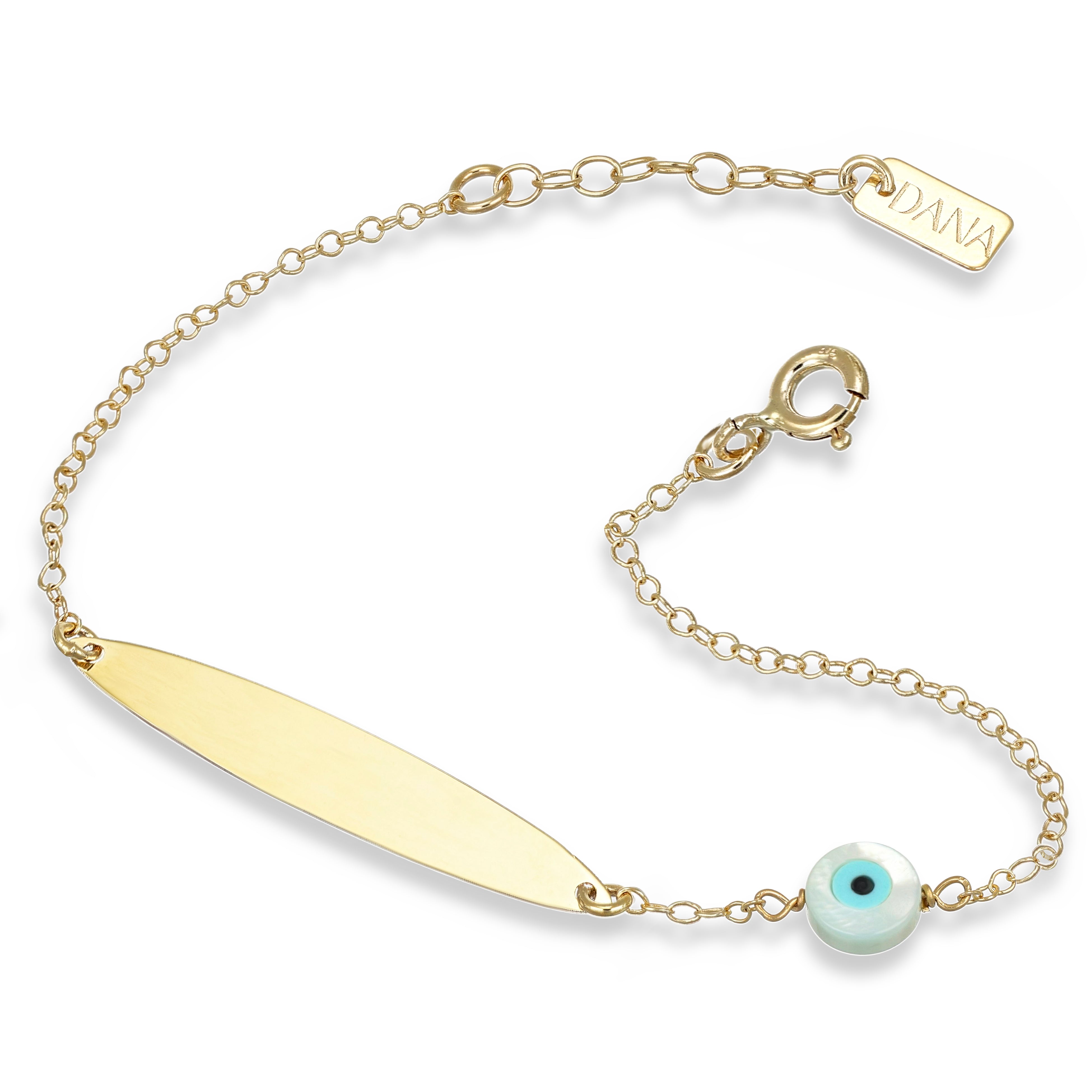Bracciale Baby - Ellada Collection - con targa ovale e Occhio di Allah
