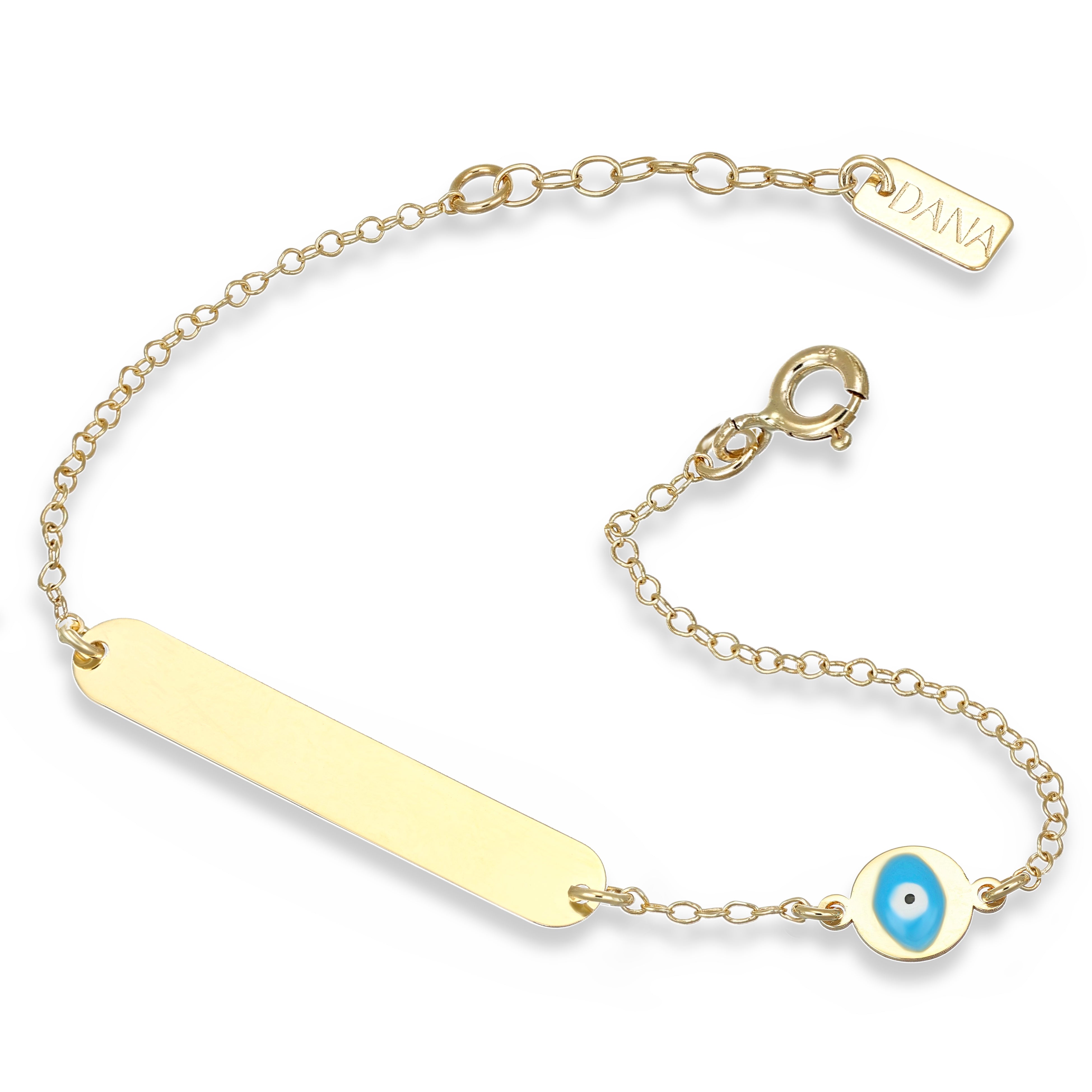 Bracciale Baby - Ellada Collection - con targa rettangolare e bordi stondanti con Occhio di Allah a lastra
