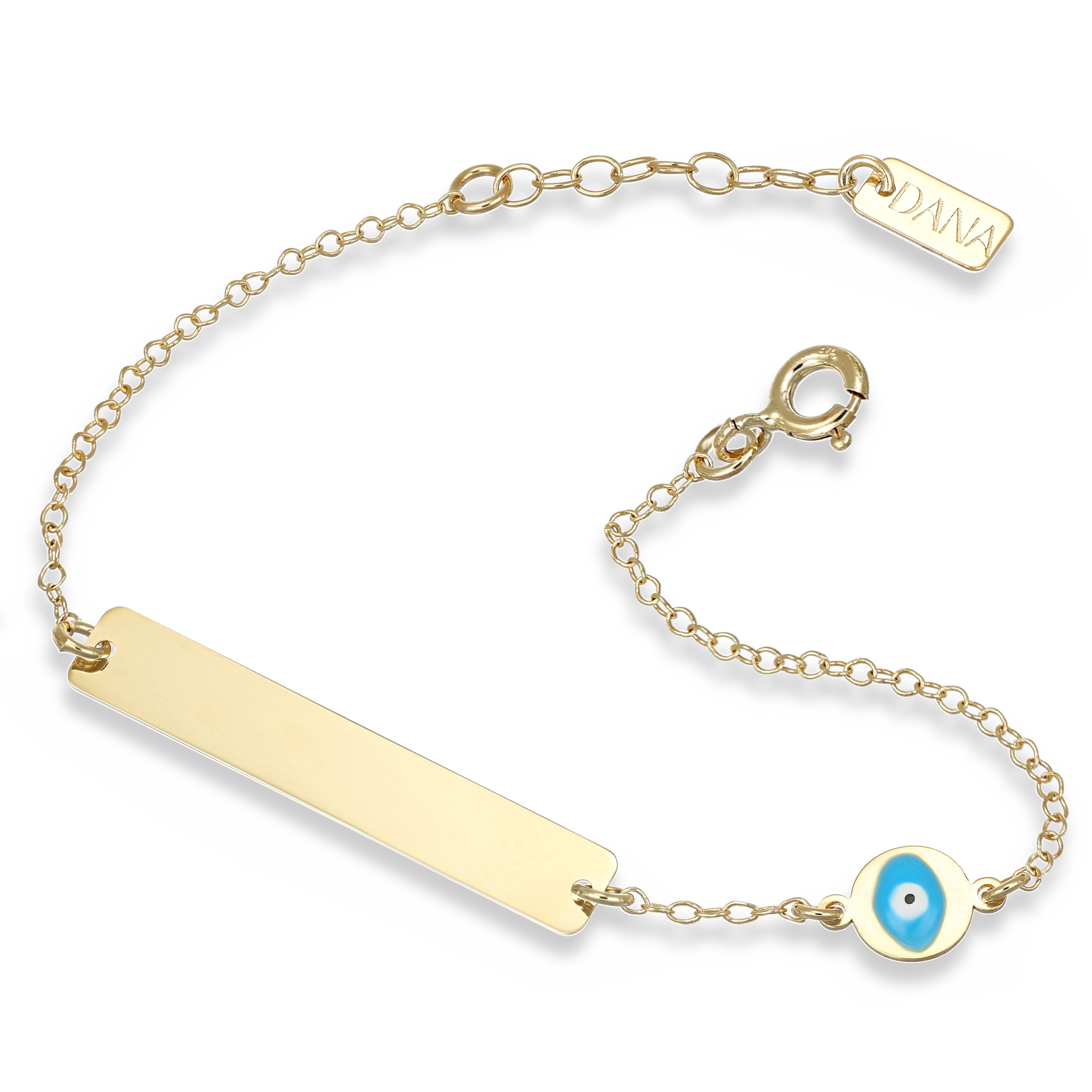 Bracciale Baby - Ellada Collection - con targa rettangolare e Occhio di Allah a lastra