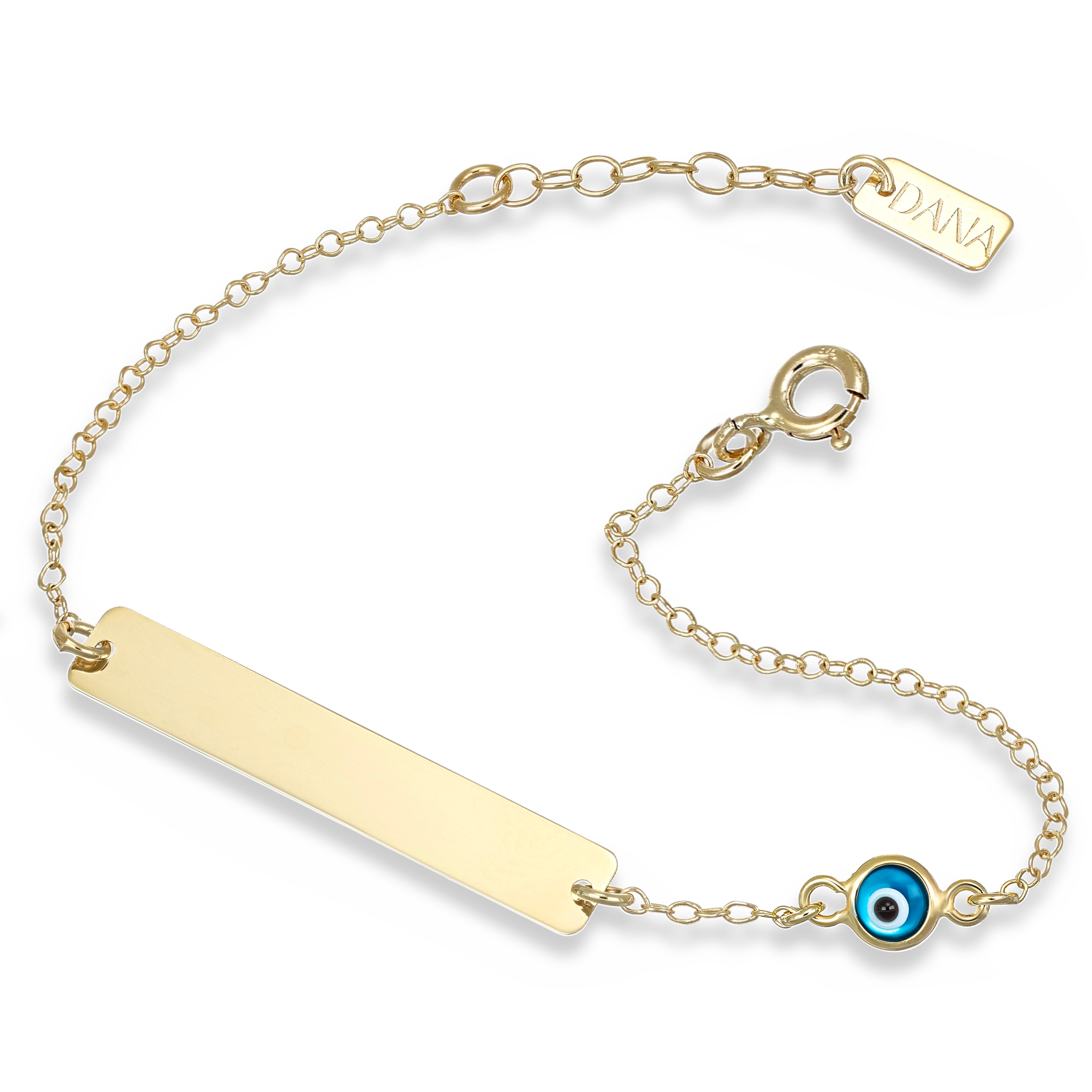 Bracciale Baby - Ellada Collection - con targa rettangolare e Occhio di Allah