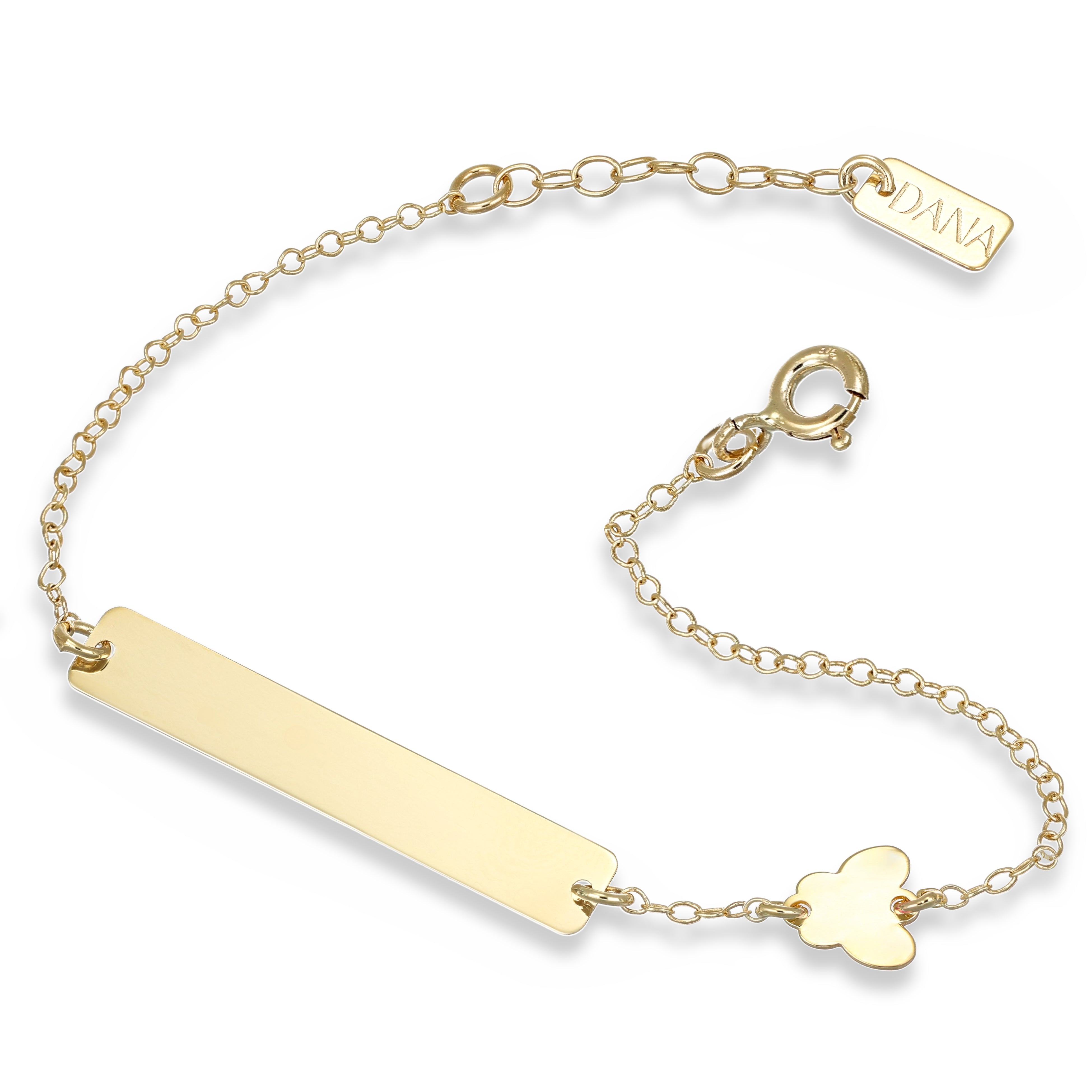Bracciale Baby - Ellada Collection - con targa rettangolare e farfalla a lastra