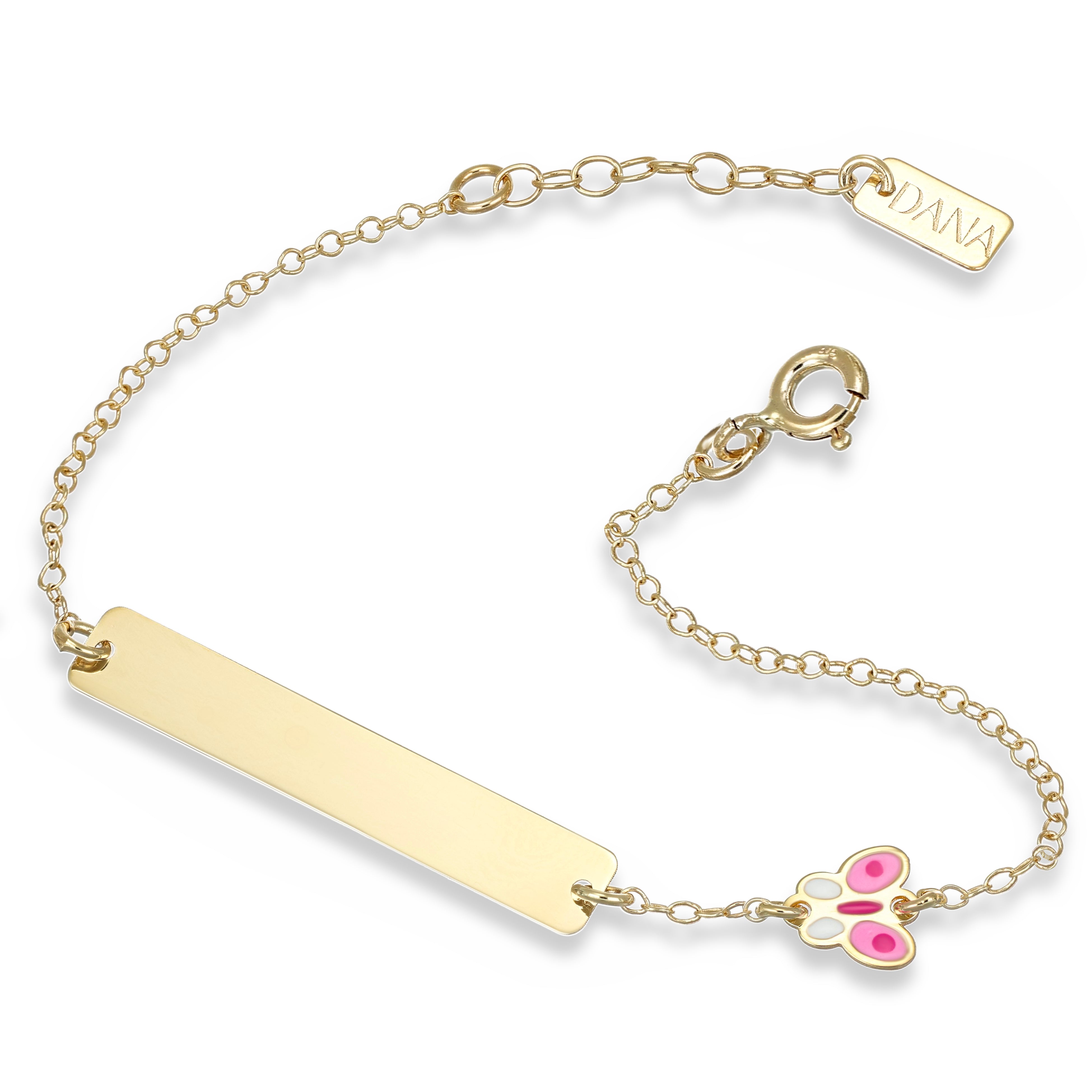 Bracciale Baby - Ellada Collection - con targa rettangolare e farfalla a lastra