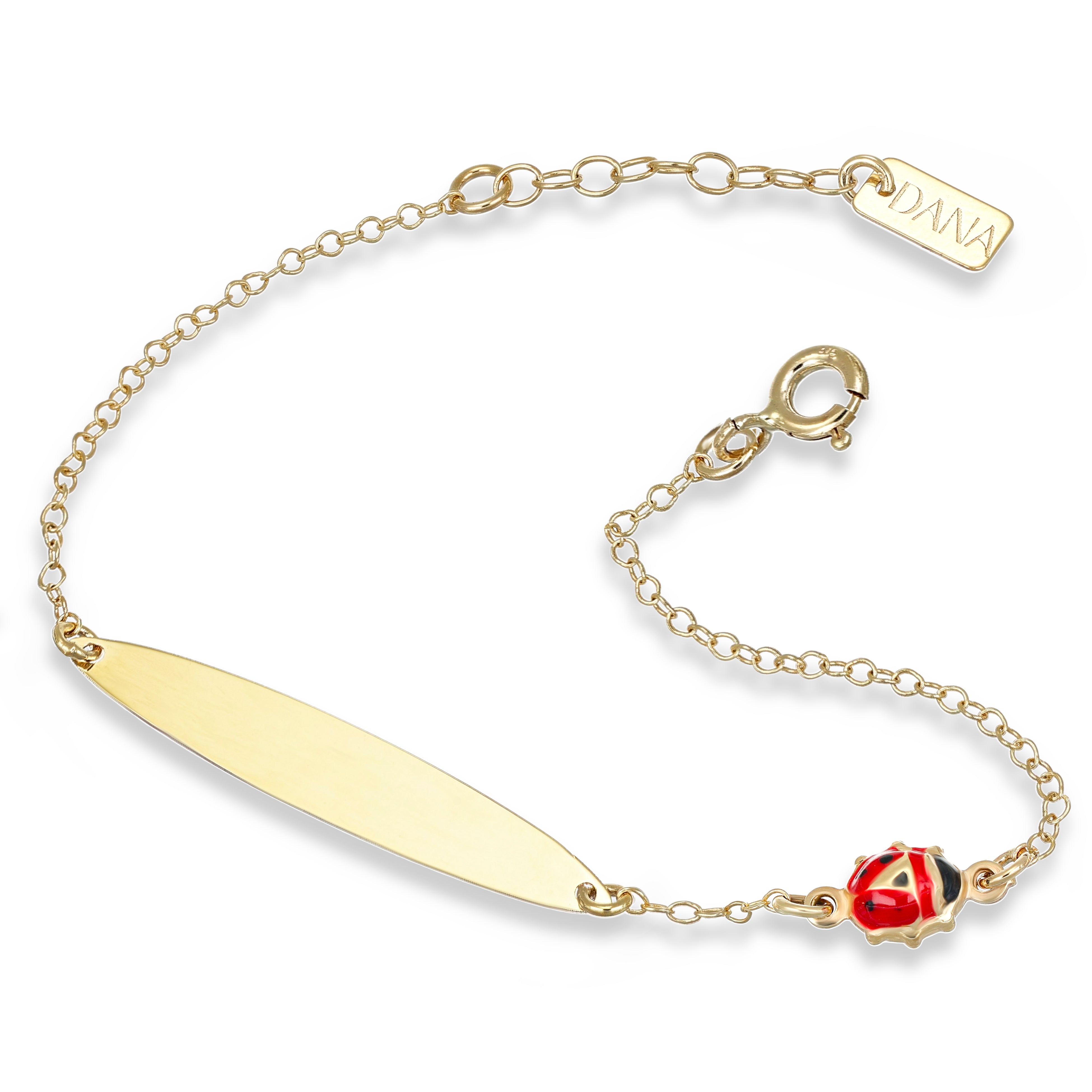 Bracciale Baby - Ellada Collection - con targa ovale e coccinella scatolata
