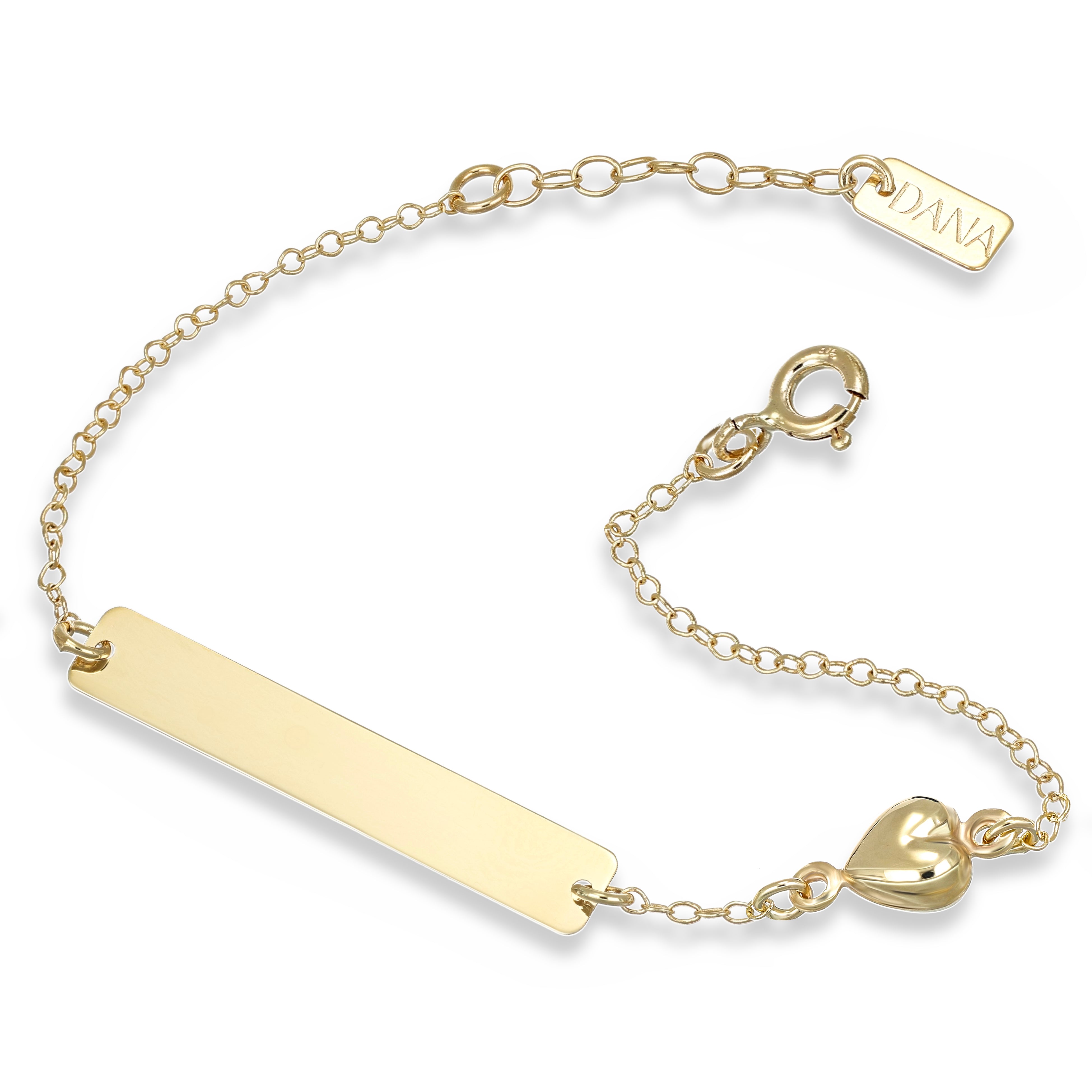 Bracciale Baby - Ellada Collection - con targa rettangolare e cuore bombato