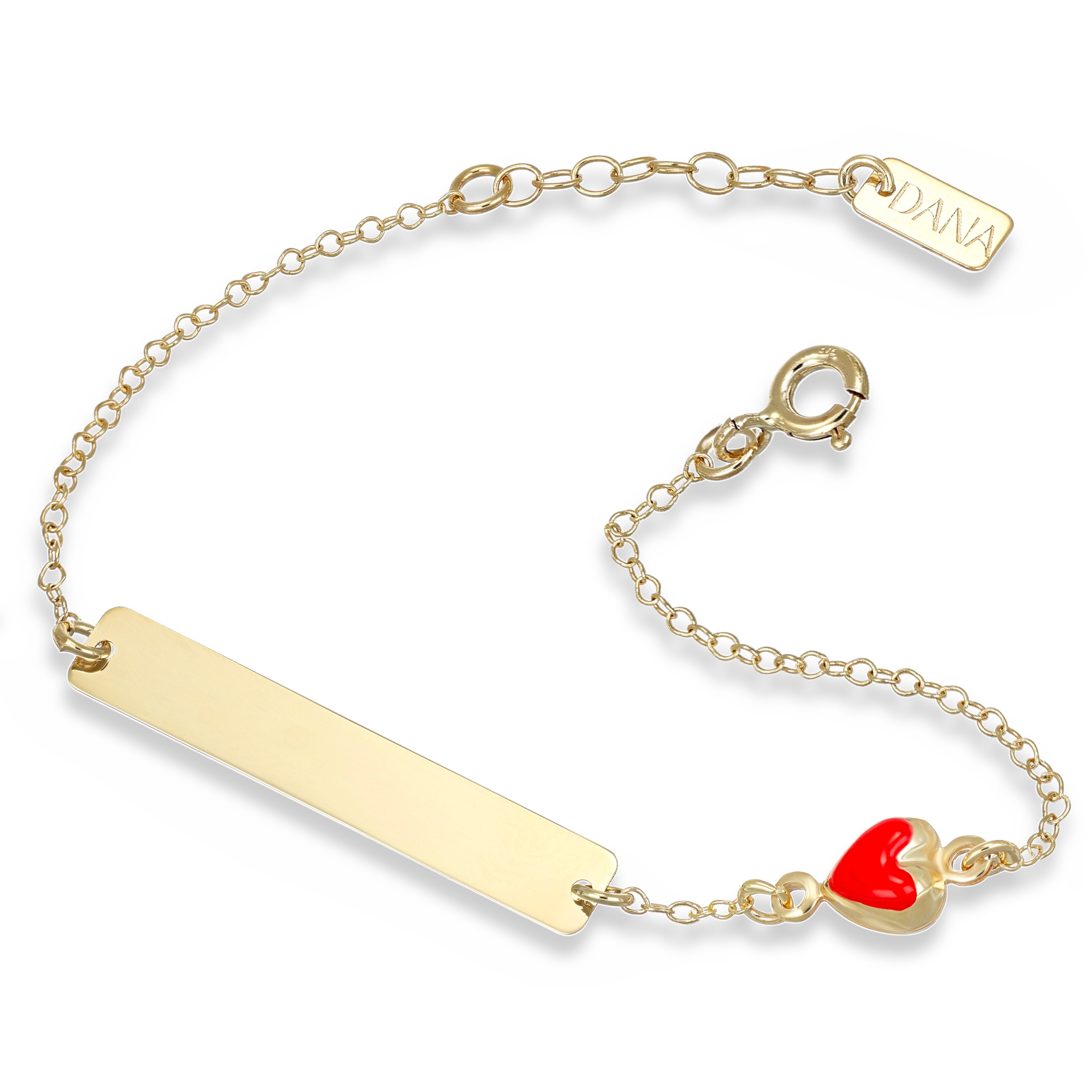 Bracciale Baby - Ellada Collection - con targa rettangolare e cuore bombato