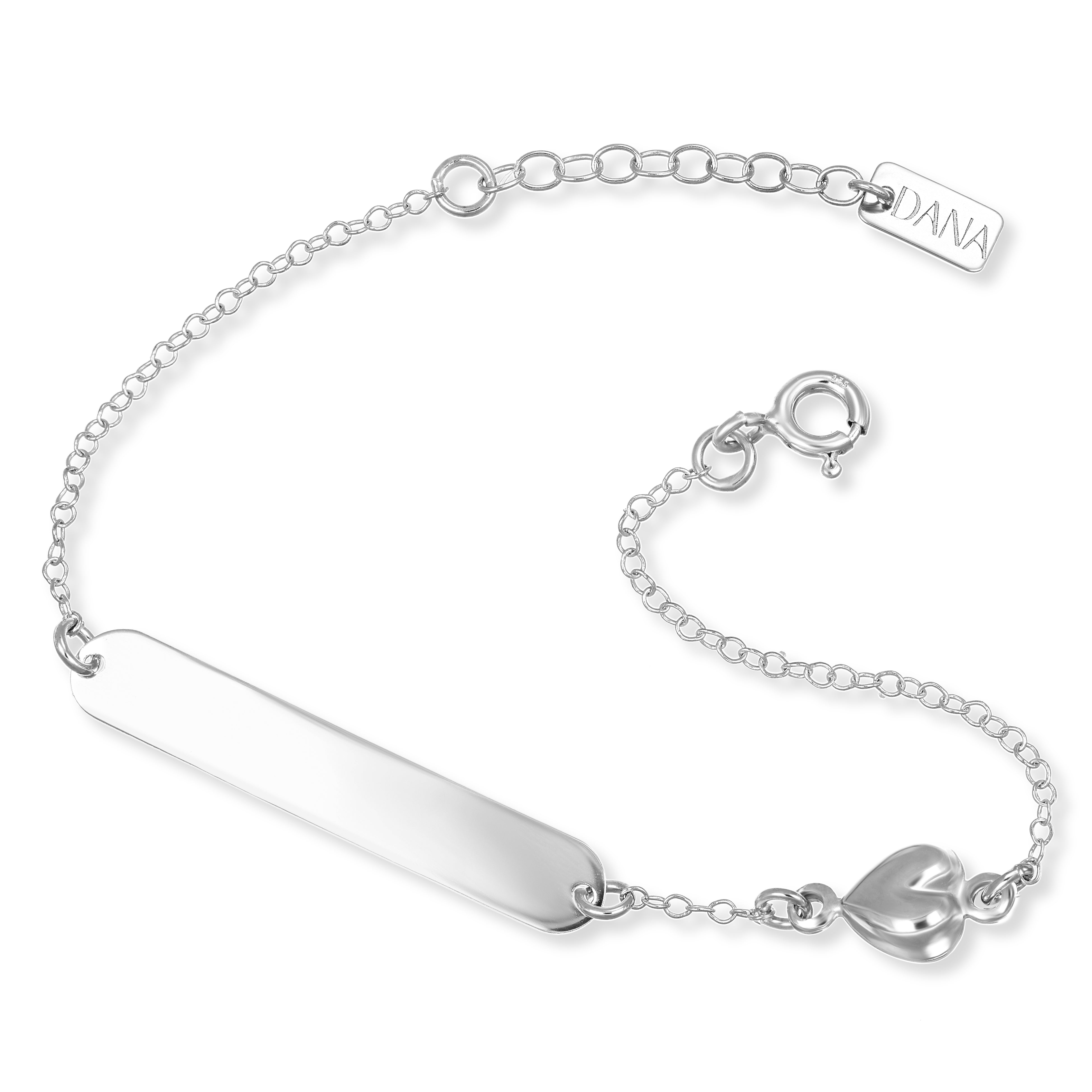 Bracciale Baby  - Ellada Collection - con targa rettangolare e bordi stondati con cuore scatolato