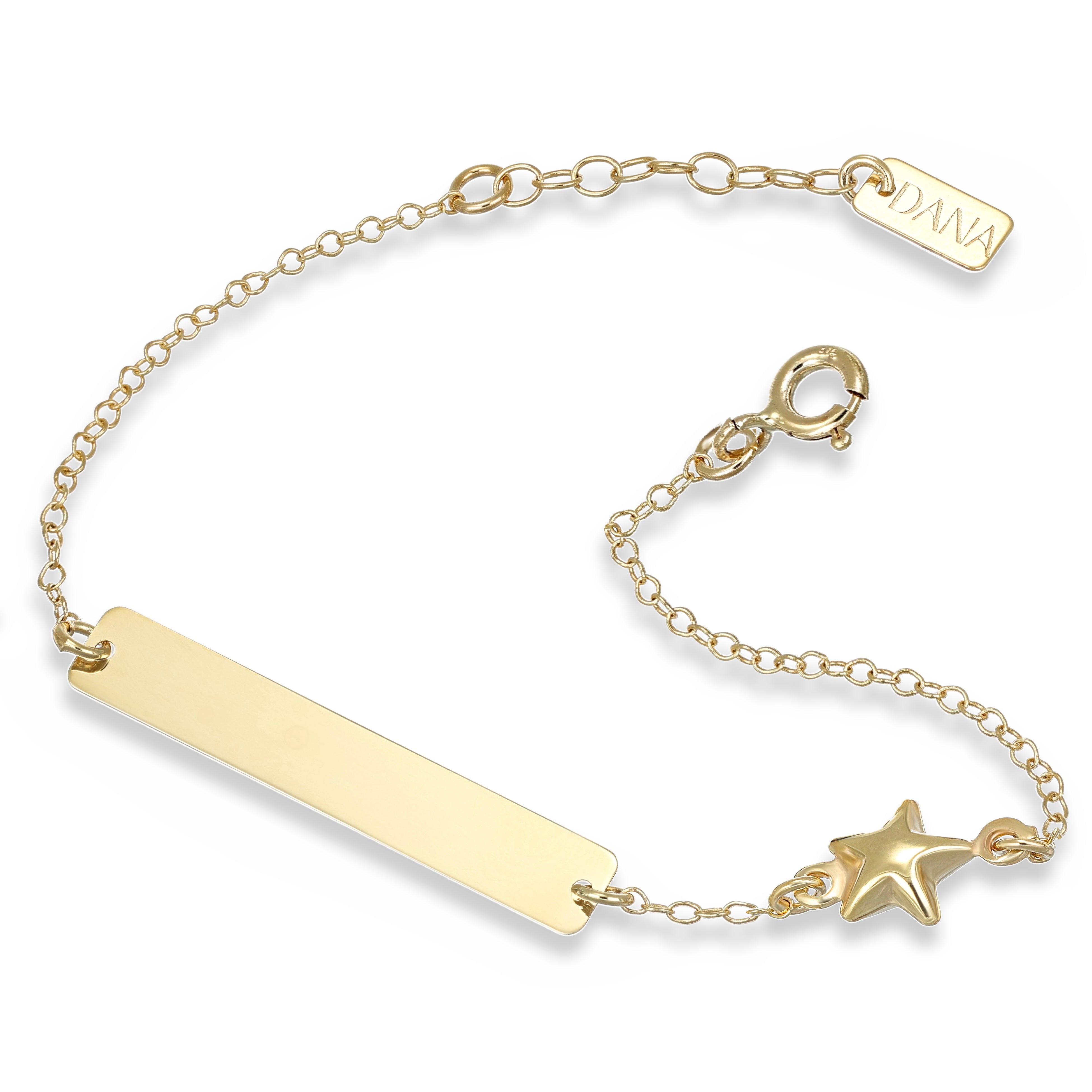 Bracciale Baby - Ellada Collection - con targa rettangolare e stella scatolata