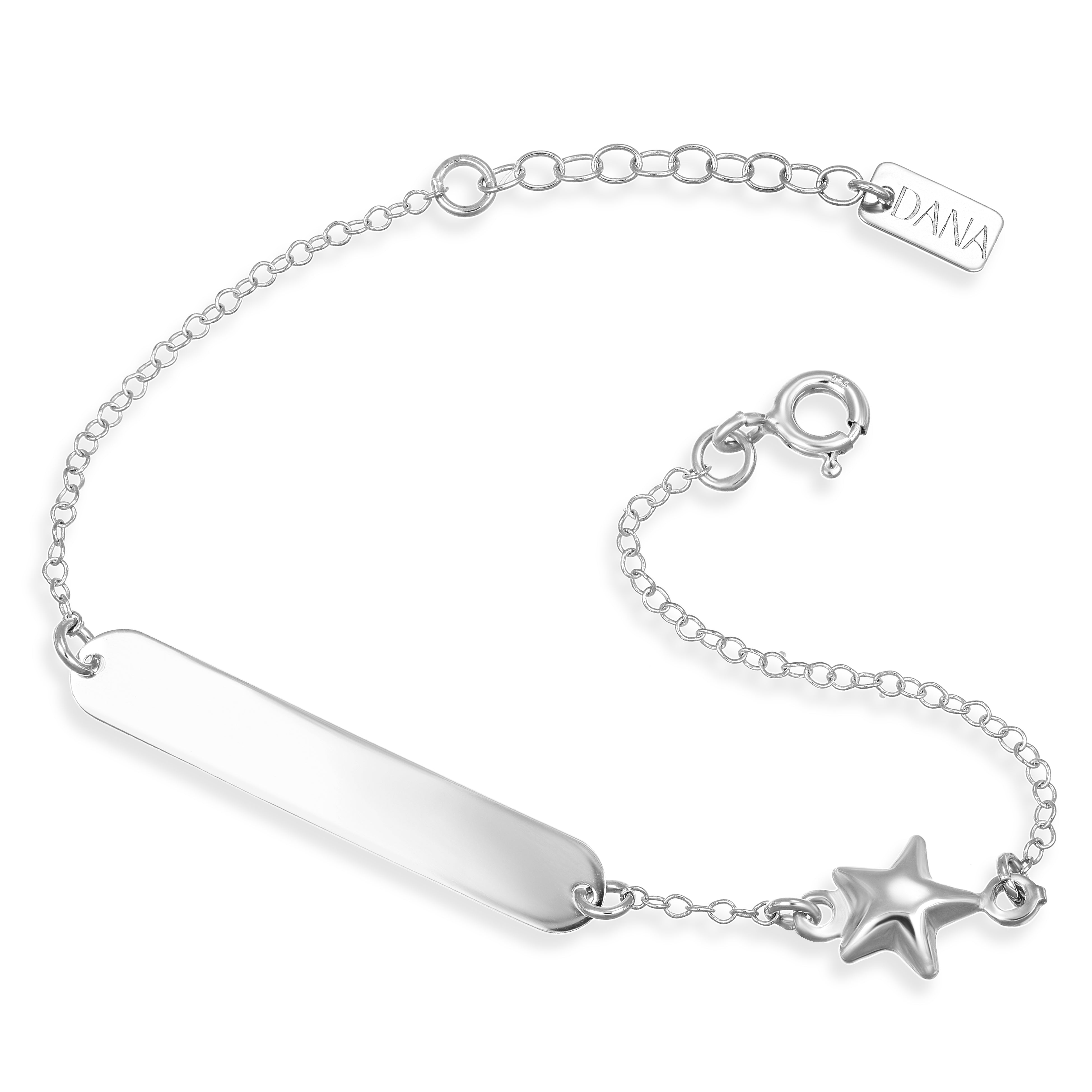 Bracciale Baby - Ellada Collection - con targa rettangolare e bordi stondati e stella scatolata