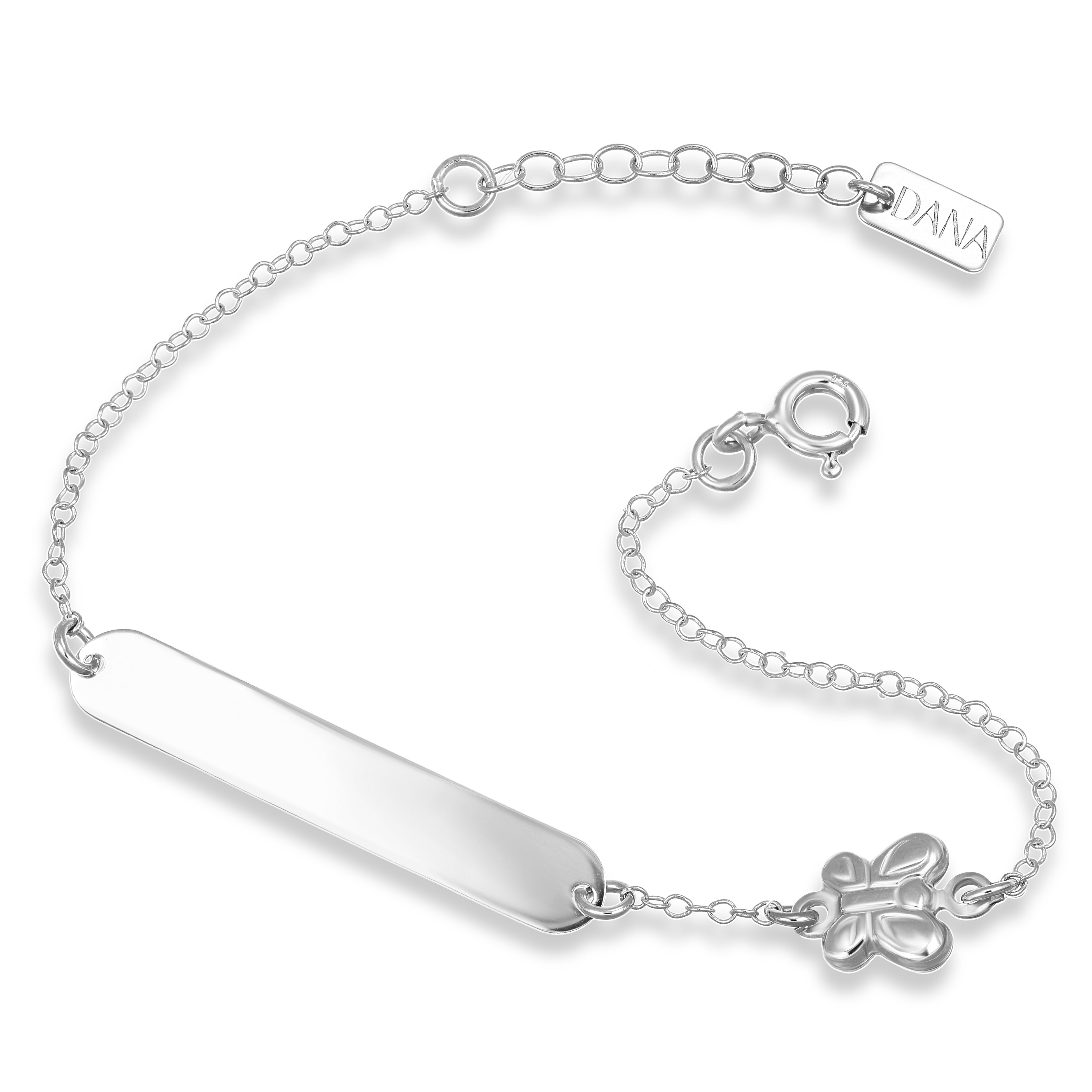 Bracciale Baby - Ellada Collection - con targa rettangolare e frafalla scatolata