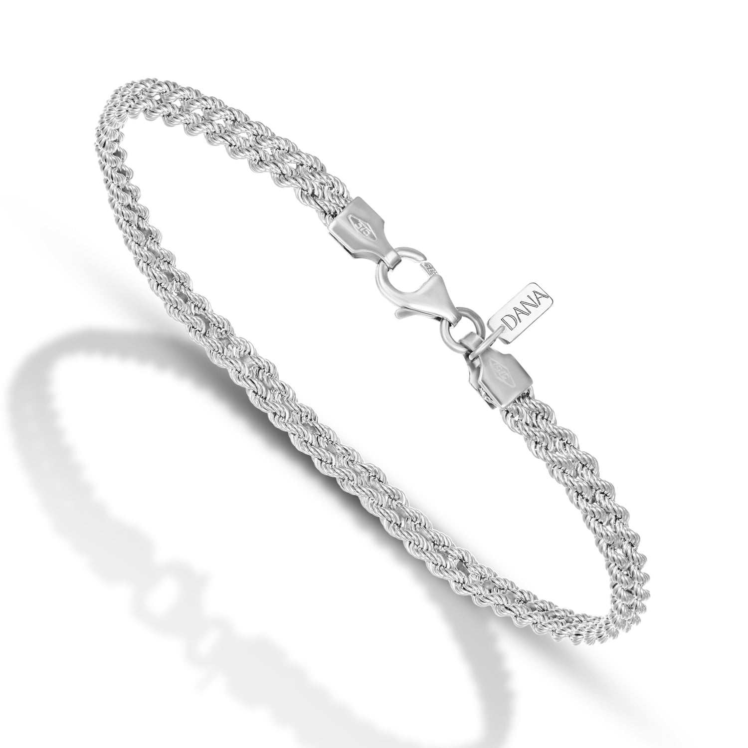 Bracciale da Donna, modello a tappeto 2 file di corda laser 40 - Collezione Gli Intramontabili