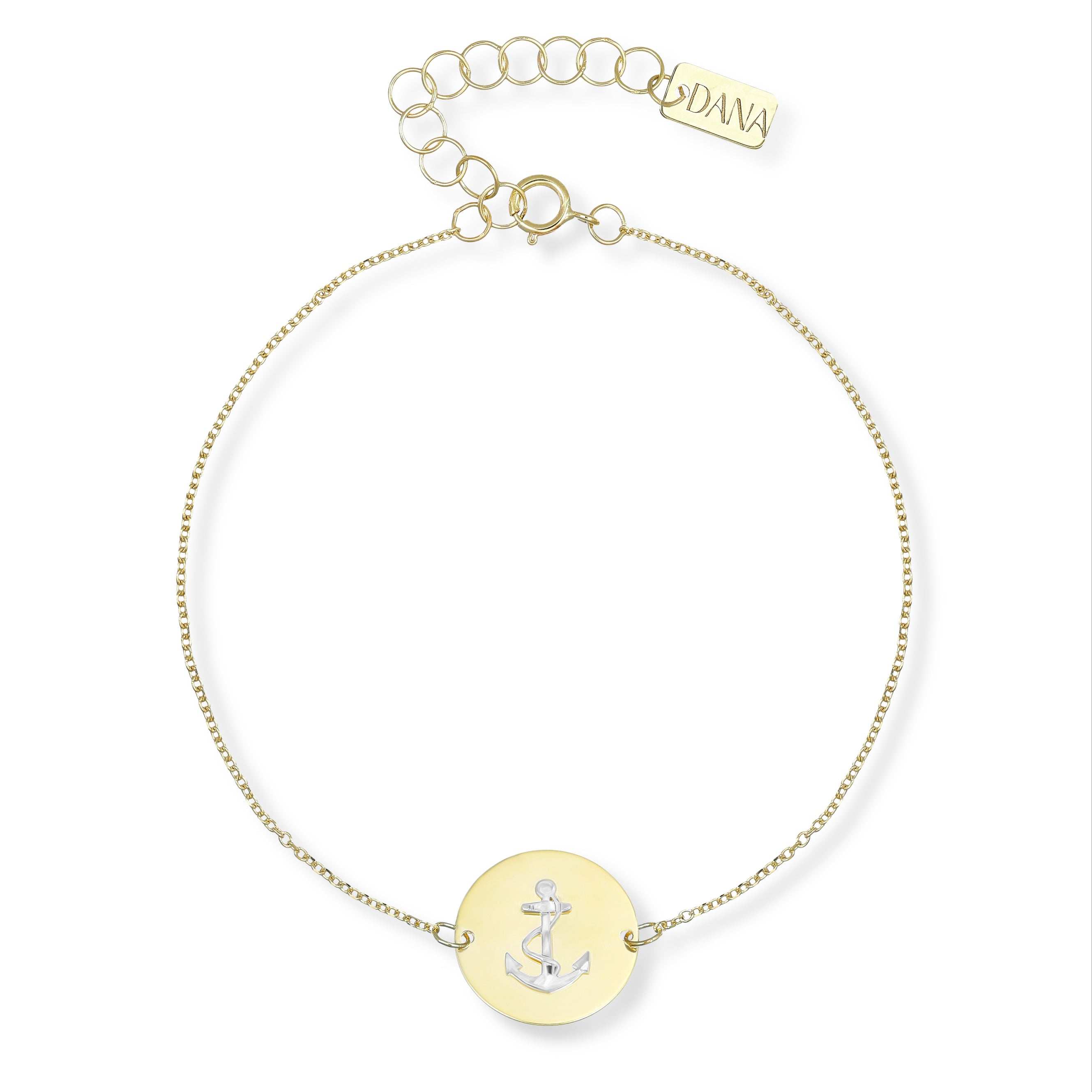 Bracciale da Uomo Collezione Nautilus con Ancora diamantata su piastra tonda