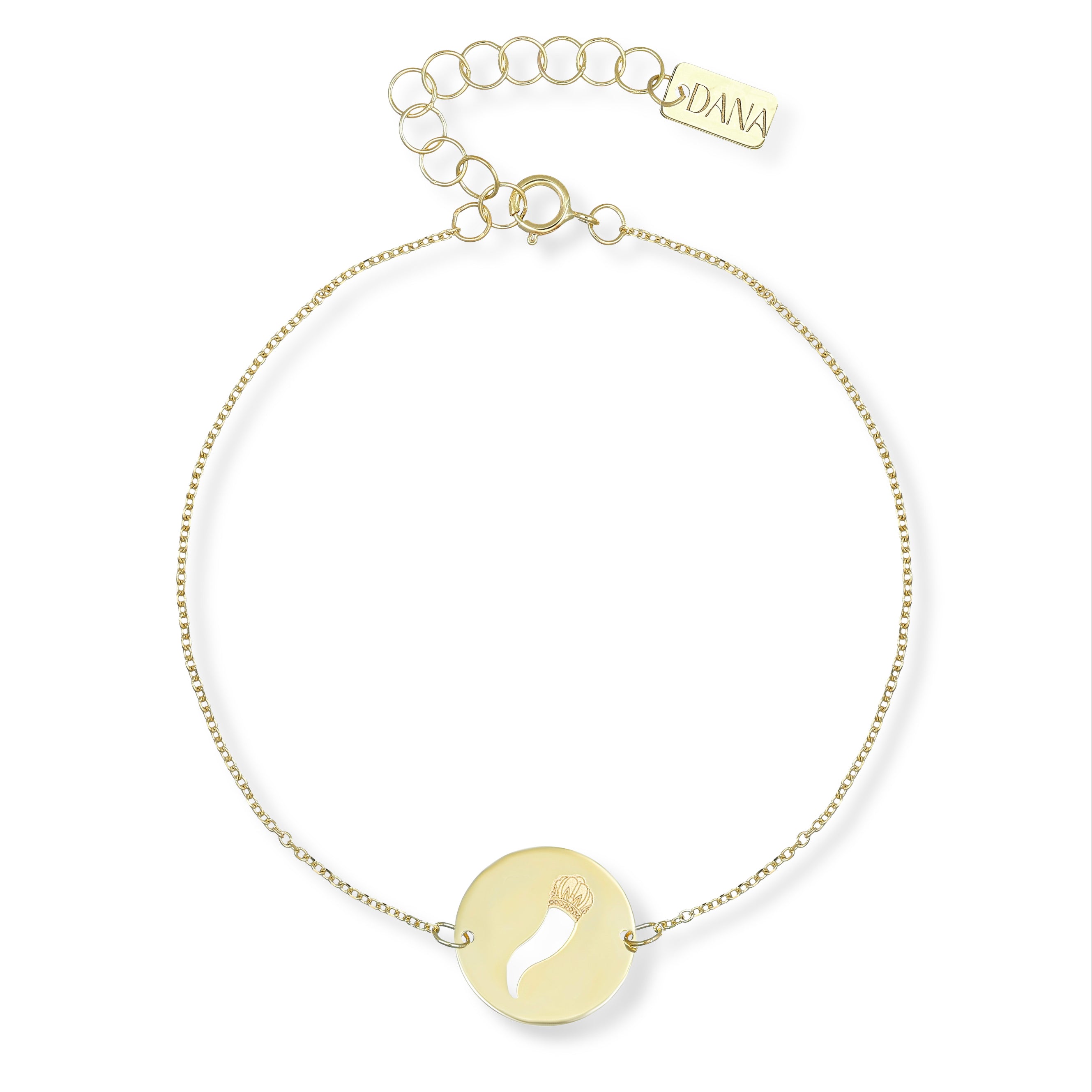 Bracciale Scaramantico da Uomo e da Donna con Corno Napoletano su piastra tonda