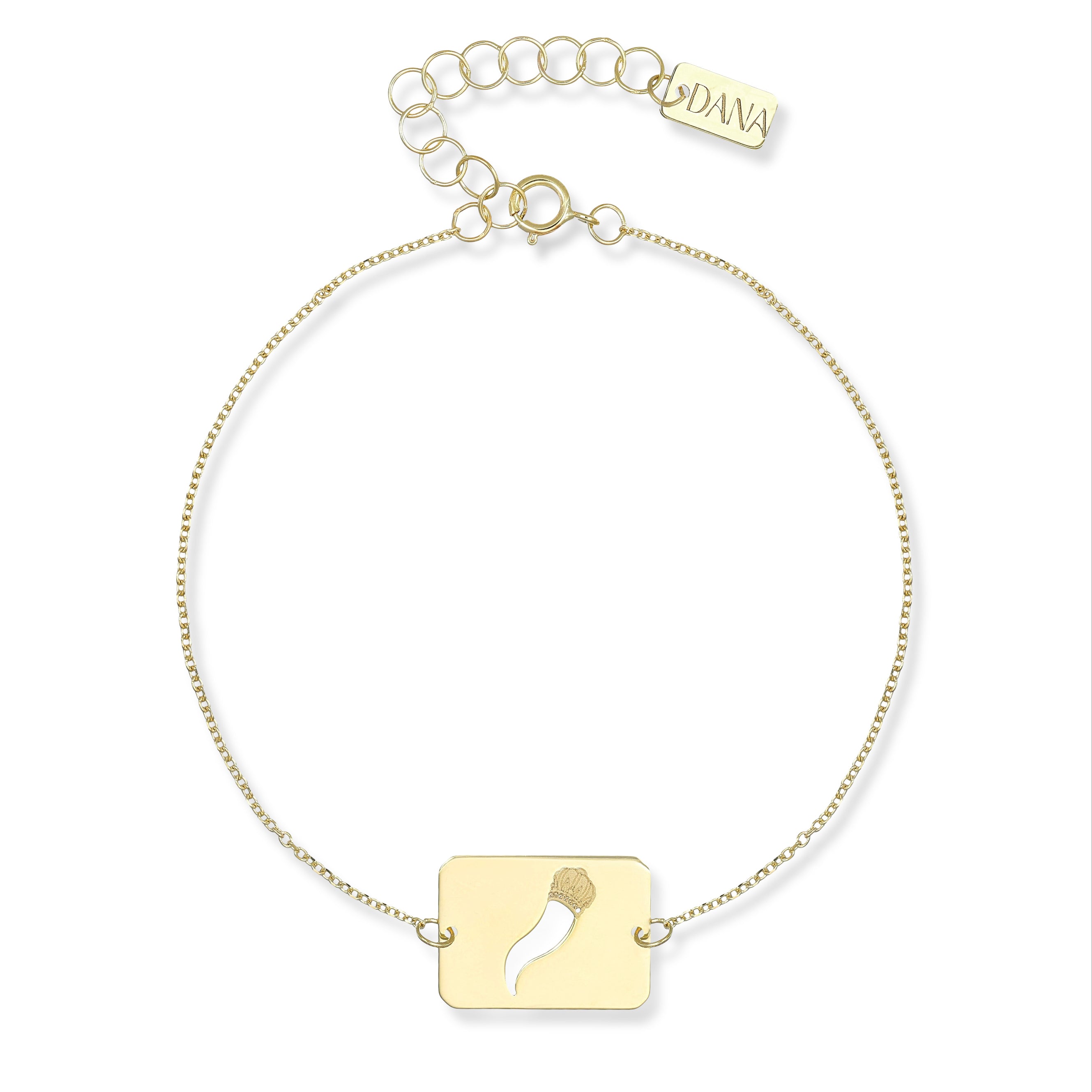 Bracciale Scaramantico da Uomo e da Donna con Corno Napoletano su piastra rettangolare