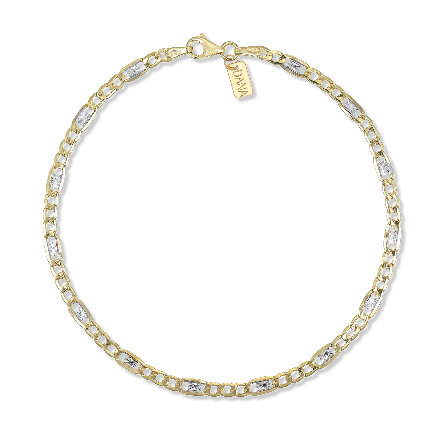 Bracciale da Uomo "Collezione Timeless" - Figaro 3+1 con barretta diamantata - 80