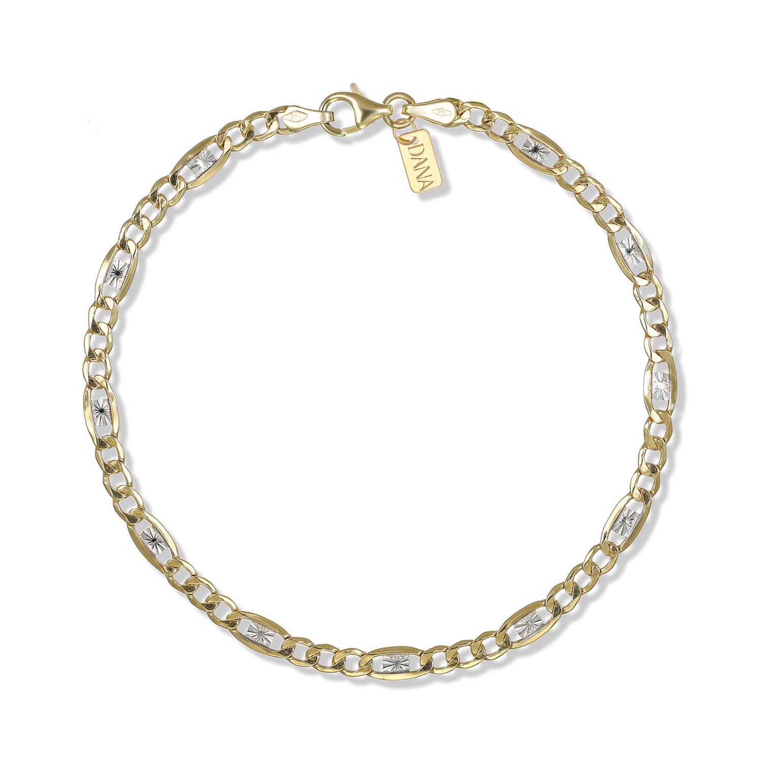 Bracciale da Uomo "Collezione Timeless" - Figaro 3+1 con barretta diamantata - 100