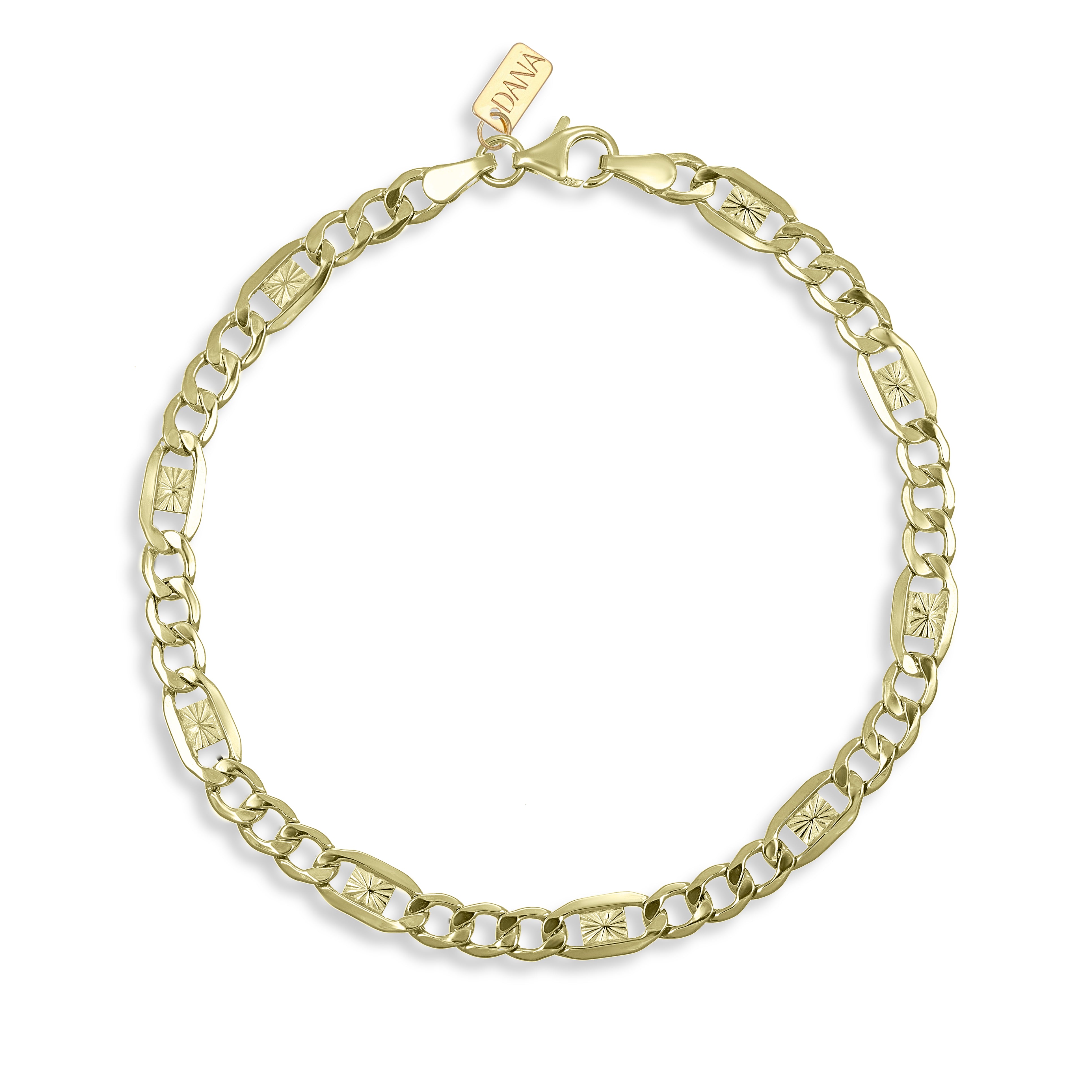 Bracciale da Uomo "Collezione Timeless" - Figaro 3+1 con barretta diamantata
