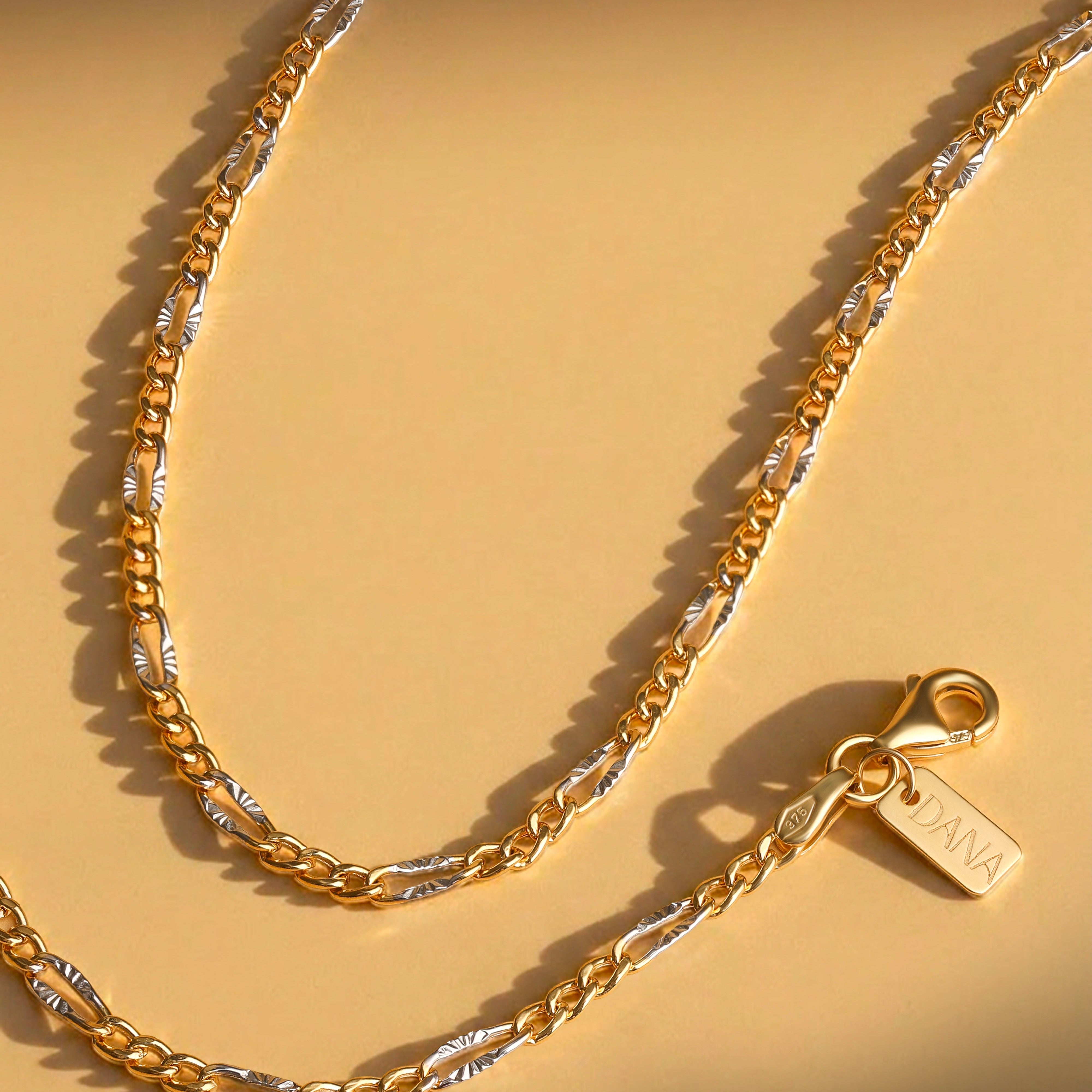 Collana da Uomo "Collezione Timeless" - Figaro 3+1 con finitura diamantata a raggi