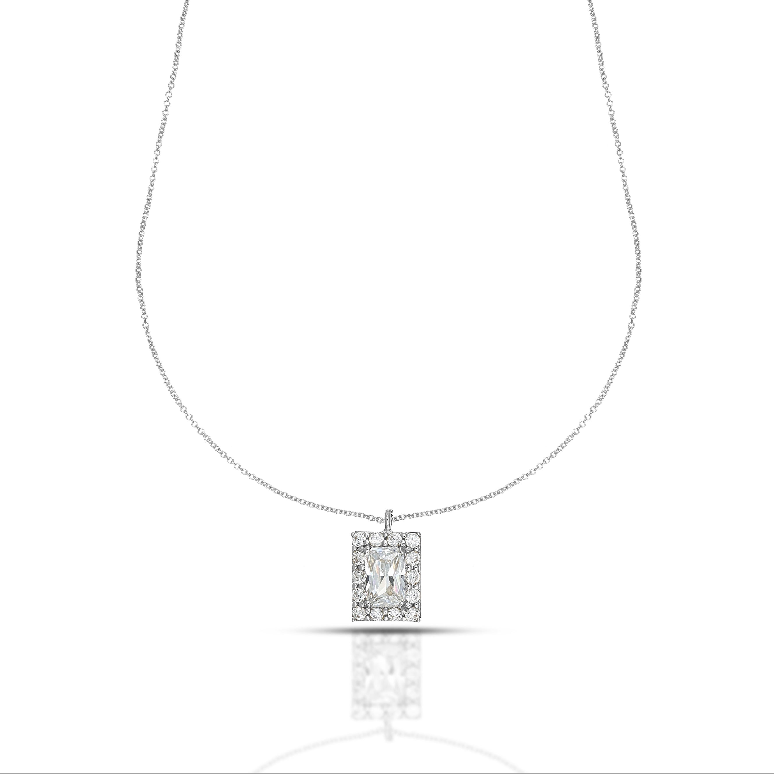 Collana Punto Luce da Donna con Swarovski bianco taglio baguette contornato
