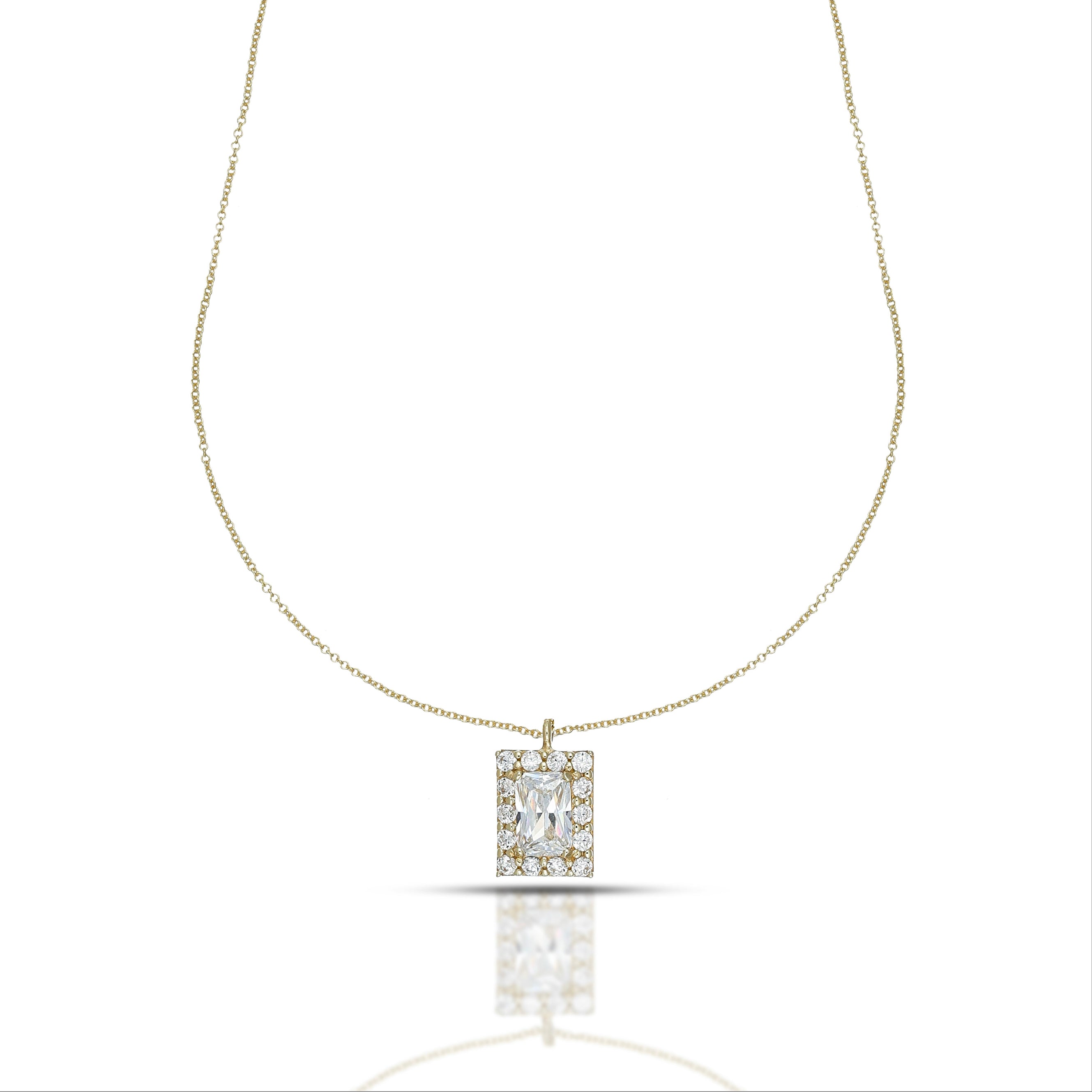 Collana Punto Luce da Donna con Swarovski bianco taglio baguette contornato