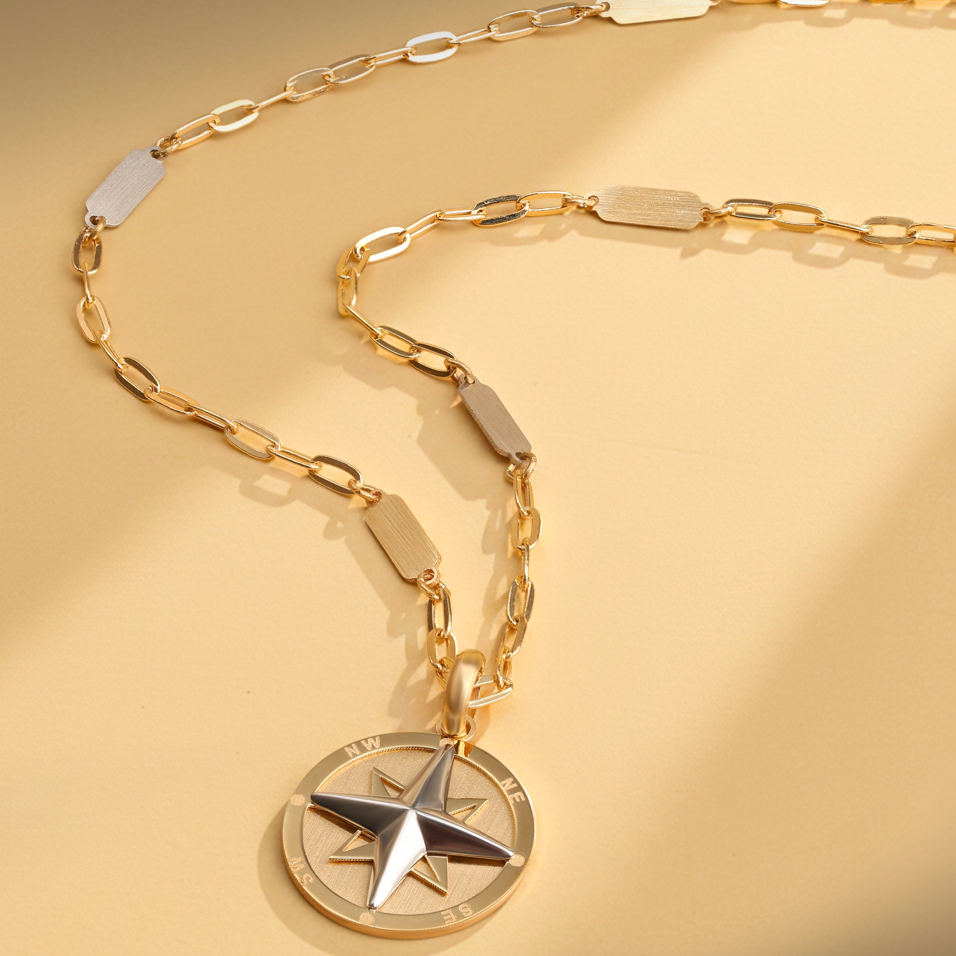 Pendente da Uomo, di forma tonda, con rosa dei venti - Collezione Meridian