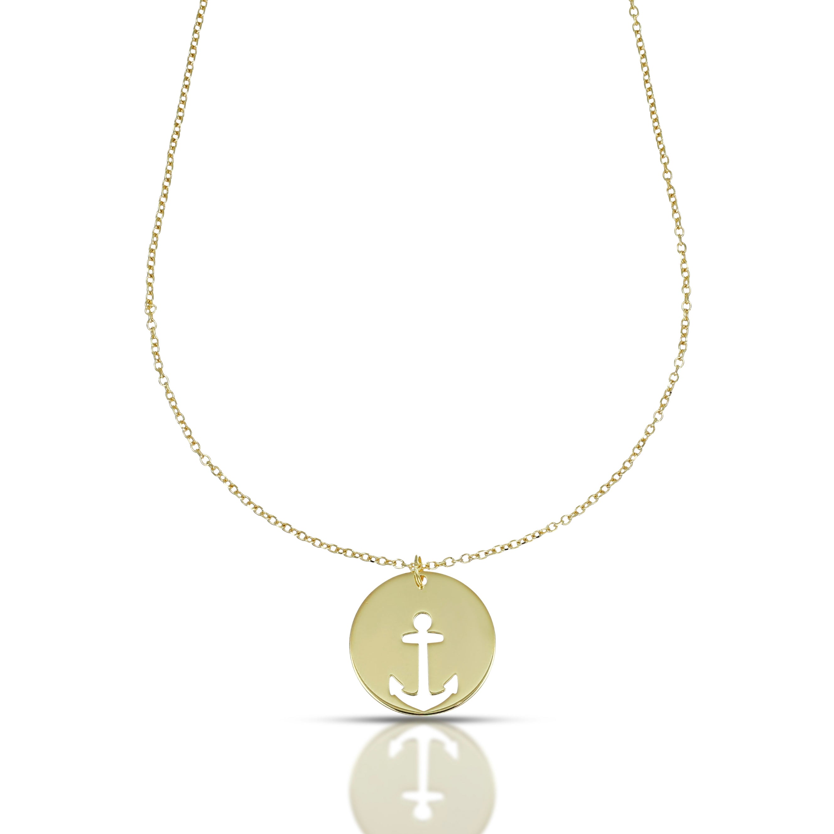 Collana da Uomo Collezione Nautilus con Ancora traforata su piastra tonda