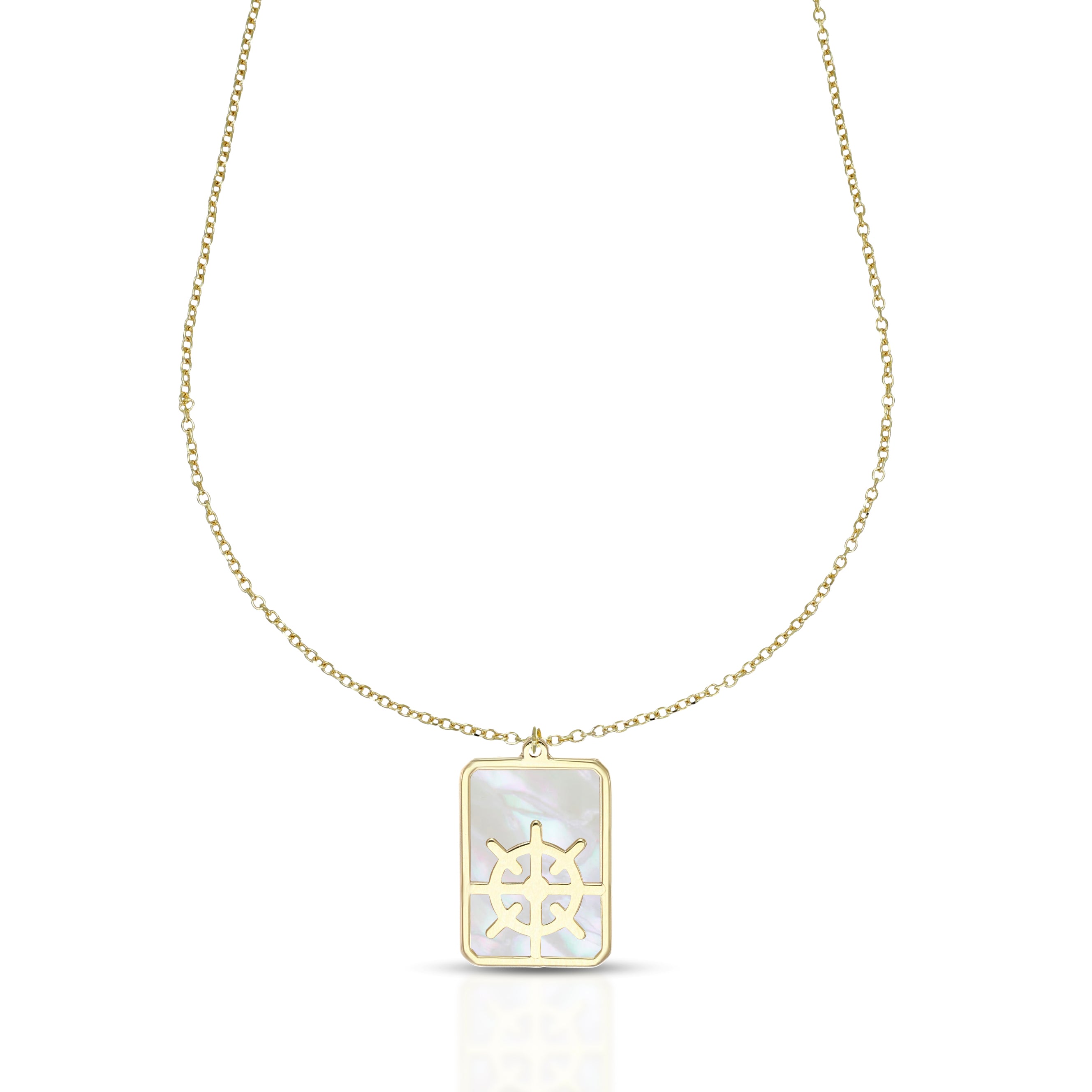 Nautilus Collection Men's Necklace with Openwork Rudder on Rectangular Plate