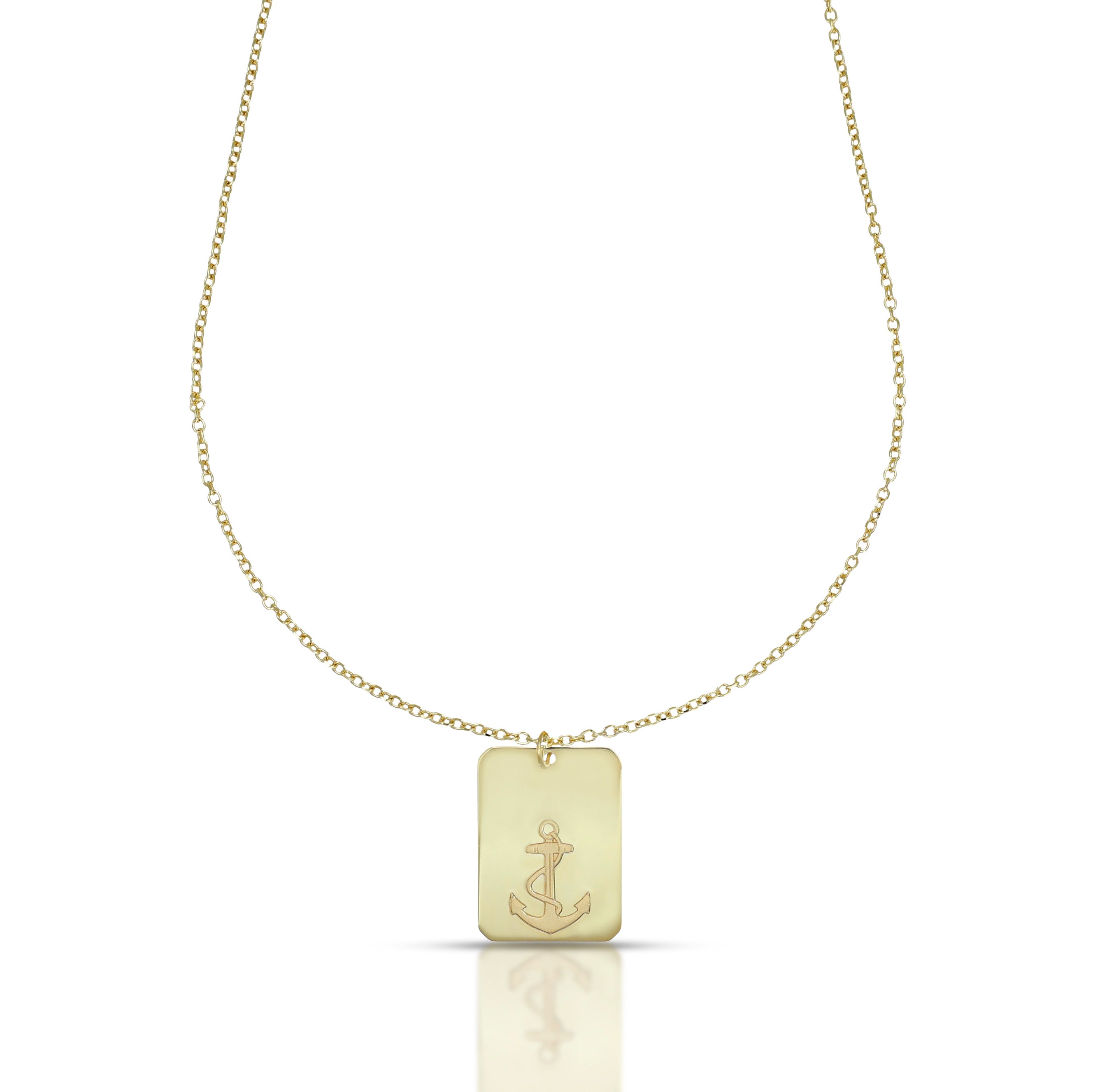 Collana da Uomo Collezione Nautilus con Ancora satinata su piastra rettangolare