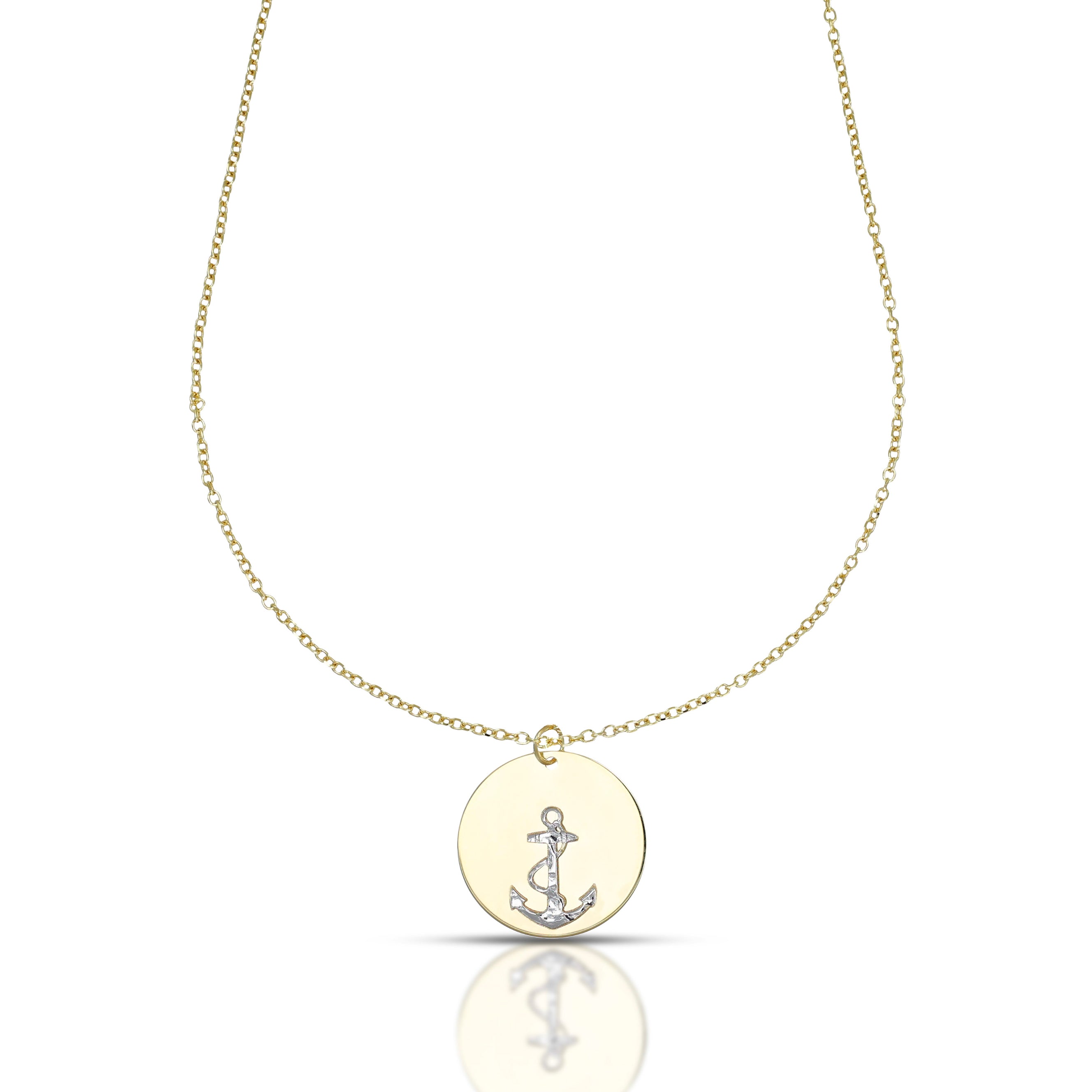 Collana da Uomo Collezione Nautilus con ancora diamantata su piastra tonda