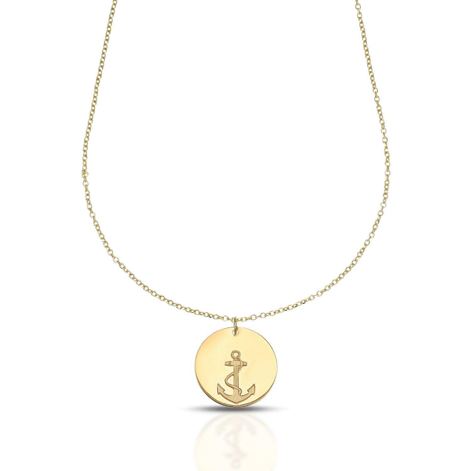 Collana da Uomo con ancora satinata su piastra tonda