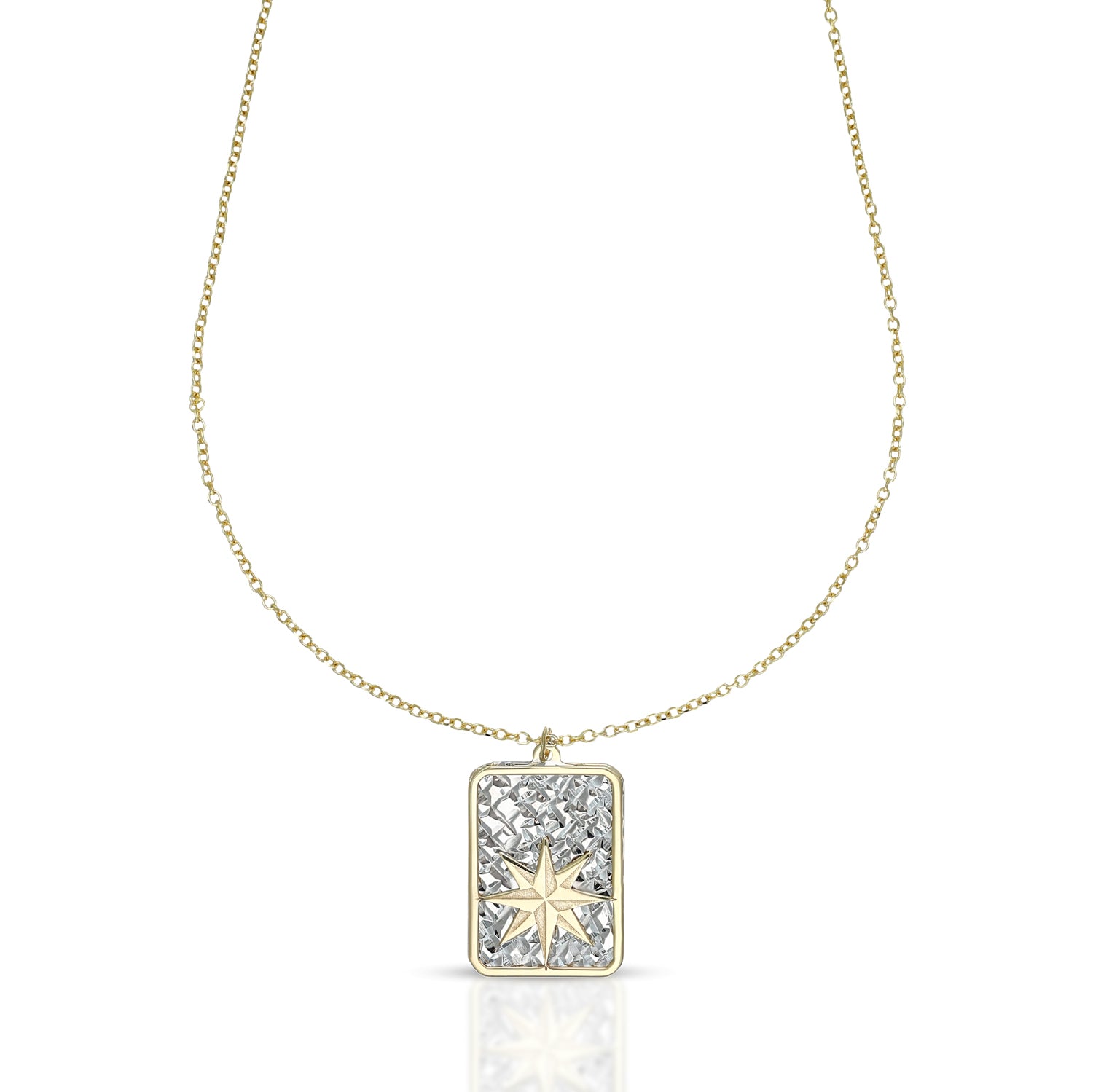Collana da Uomo Collezione Nautilus con Rosa dei Venti Satinata su piastra rettangolare diamantata