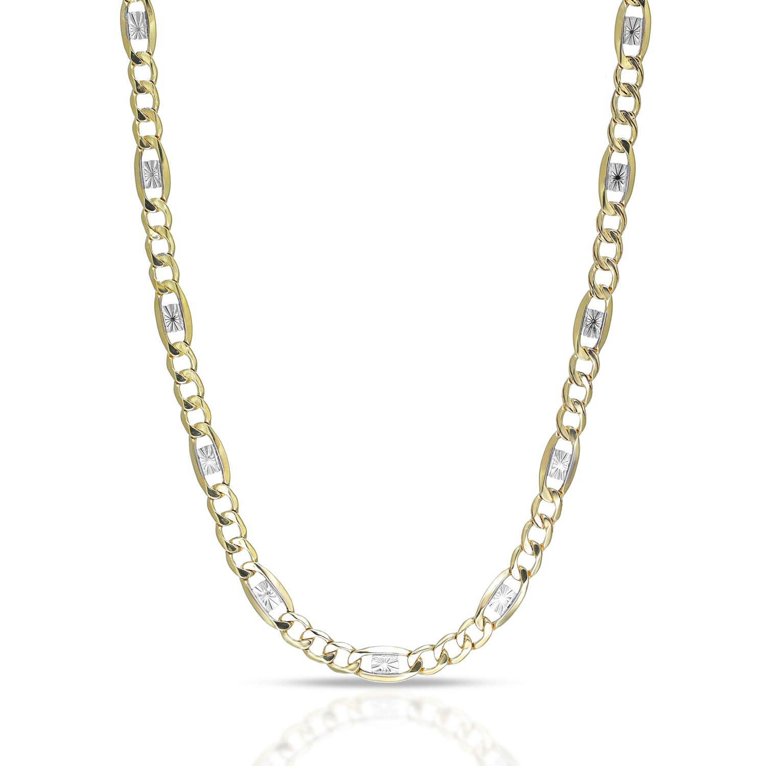 Collana da Uomo "Collezione Timeless" - Figaro 3+1 con barretta diamantata - 100