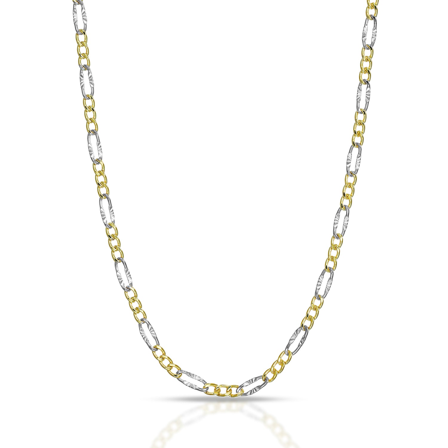 Collana da Uomo "Collezione Timeless" - Figaro 3+1 con finitura diamantata a raggi