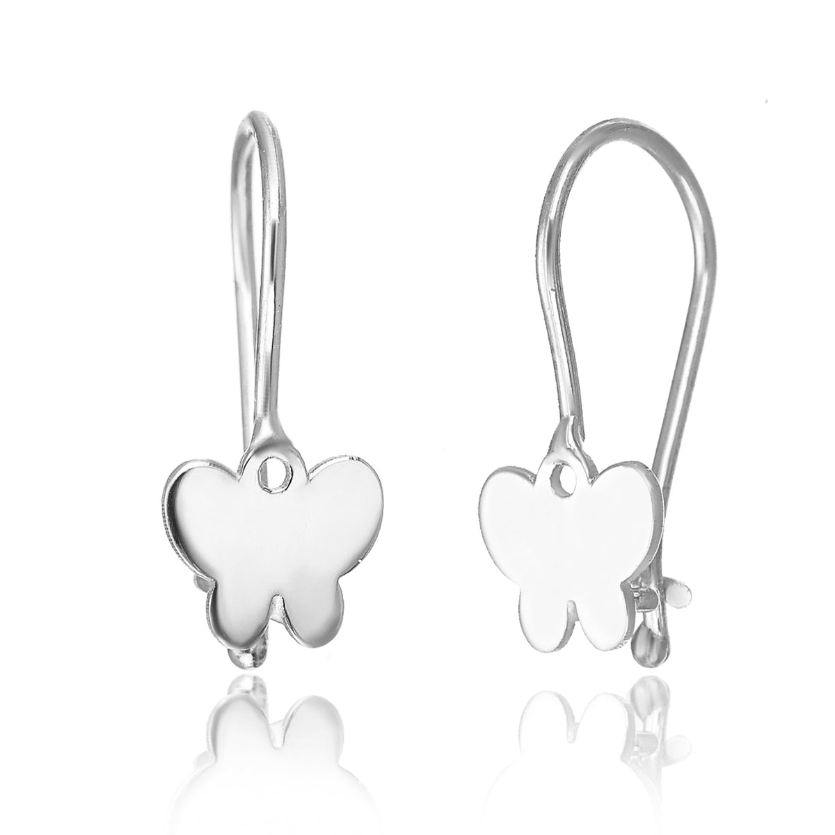 Pendientes Baby de botón, cierre de gancho, con mariposa