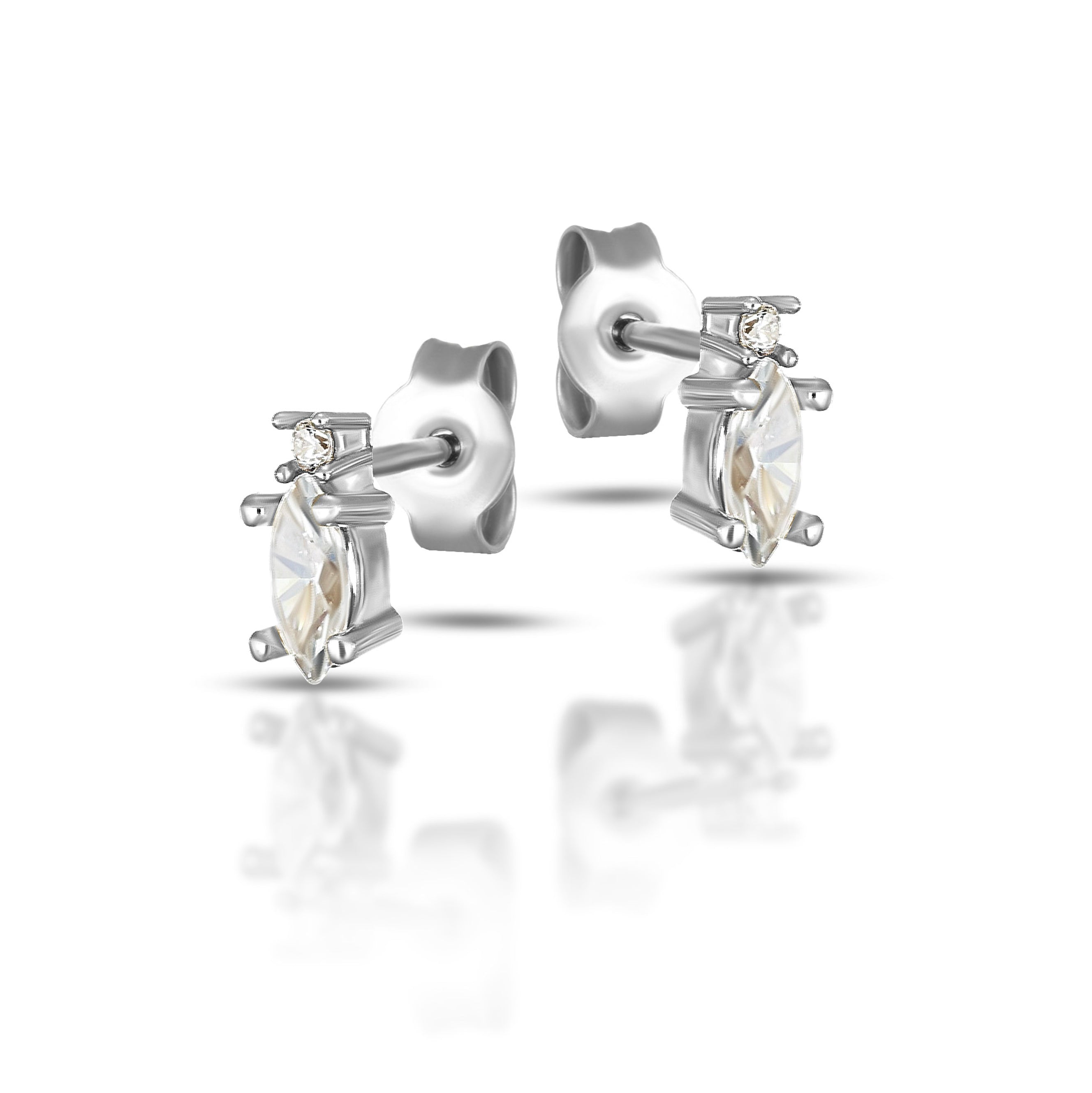 Orecchini punto luce da Donna con Swarovski bianco taglio marquise